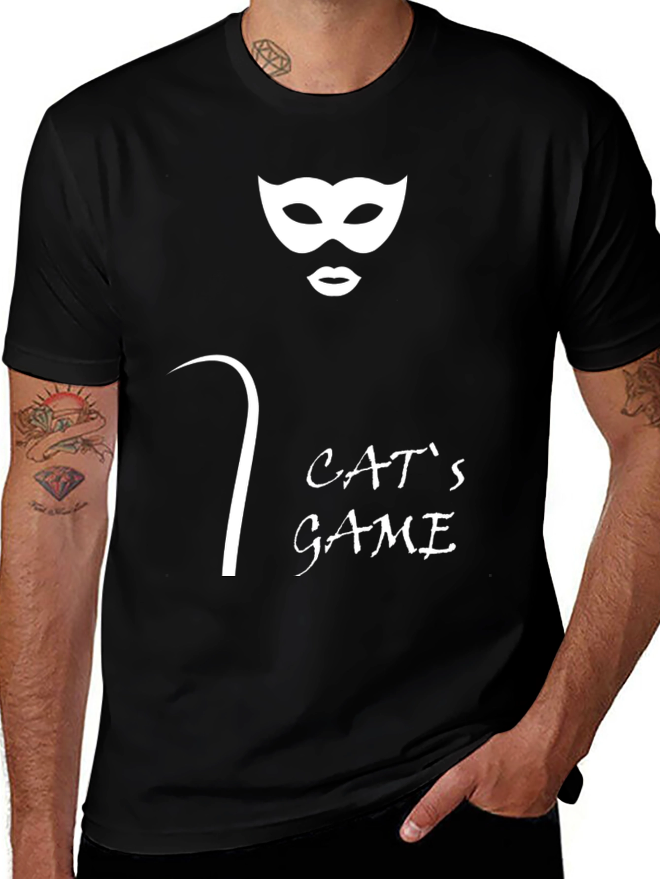Black Cat's Game Graphic Tee - Black Unisex T-Shirt main image