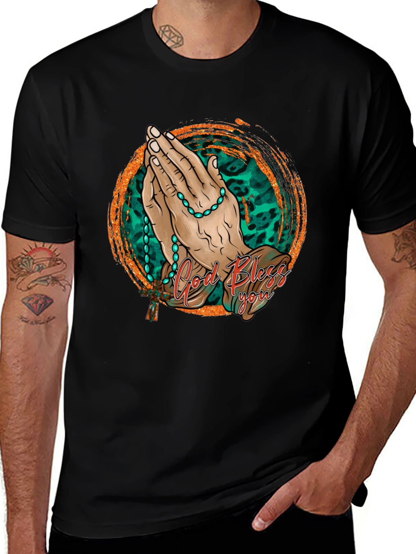 Variant 24 of God Bless You Prayer Hands Graphic Tee