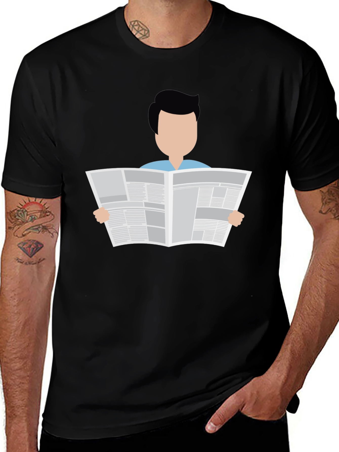 Variant 6 of Man Reading Newspaper Graphic T-Shirt