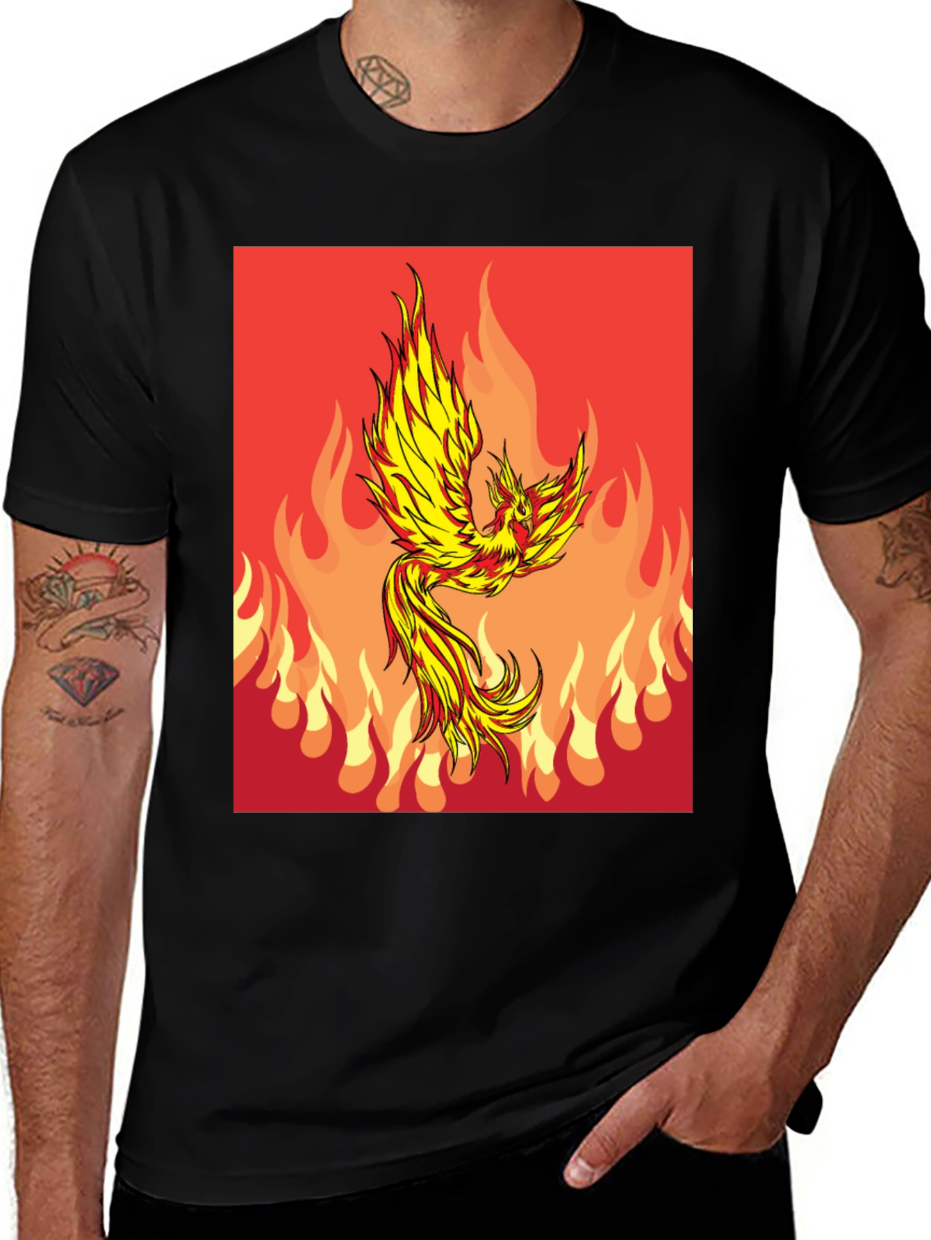 Variant 19 of Fiery Phoenix Graphic Tee - Black