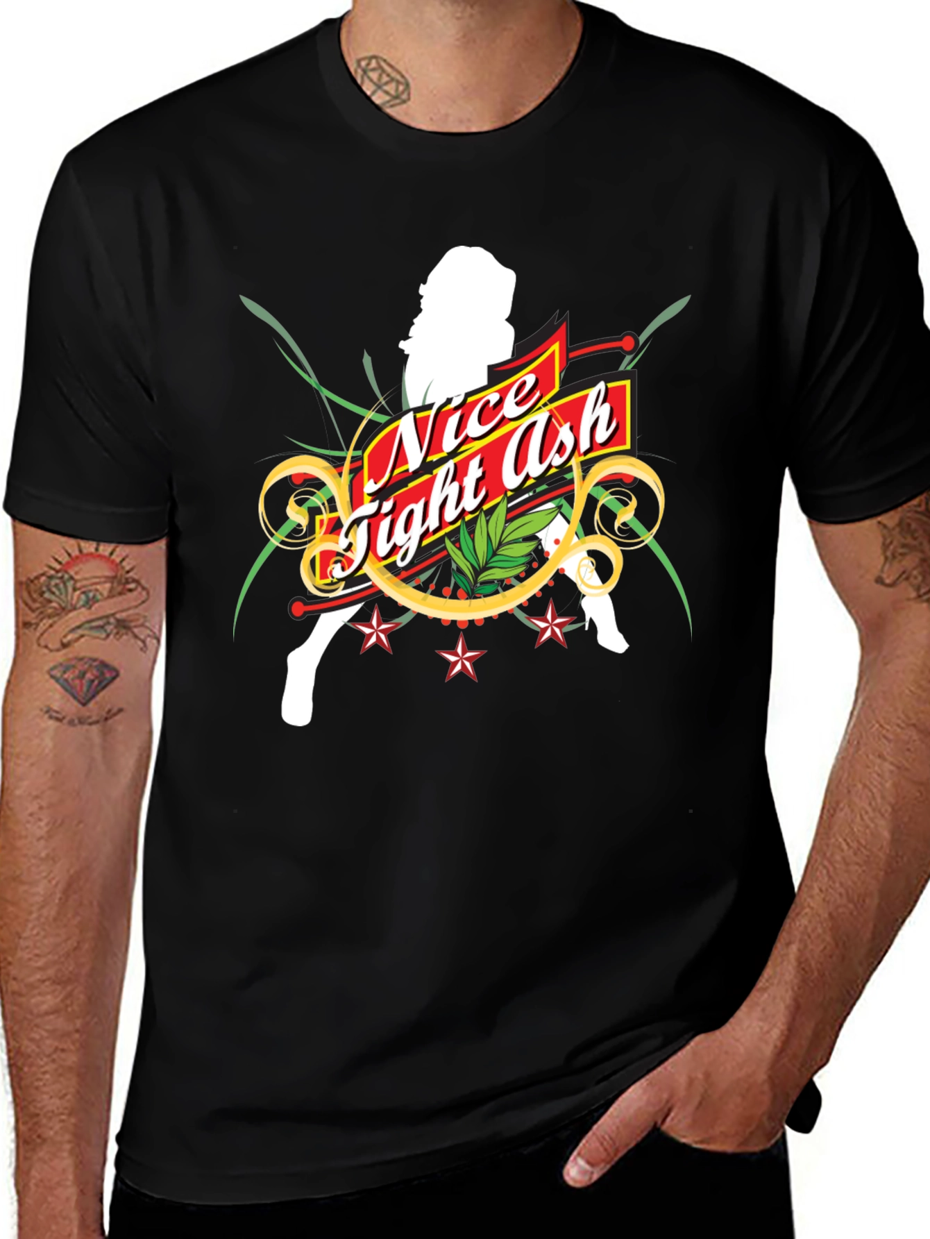 Variant 2 of Nice Tight Ash Graphic T-Shirt - Bold Black Tee
