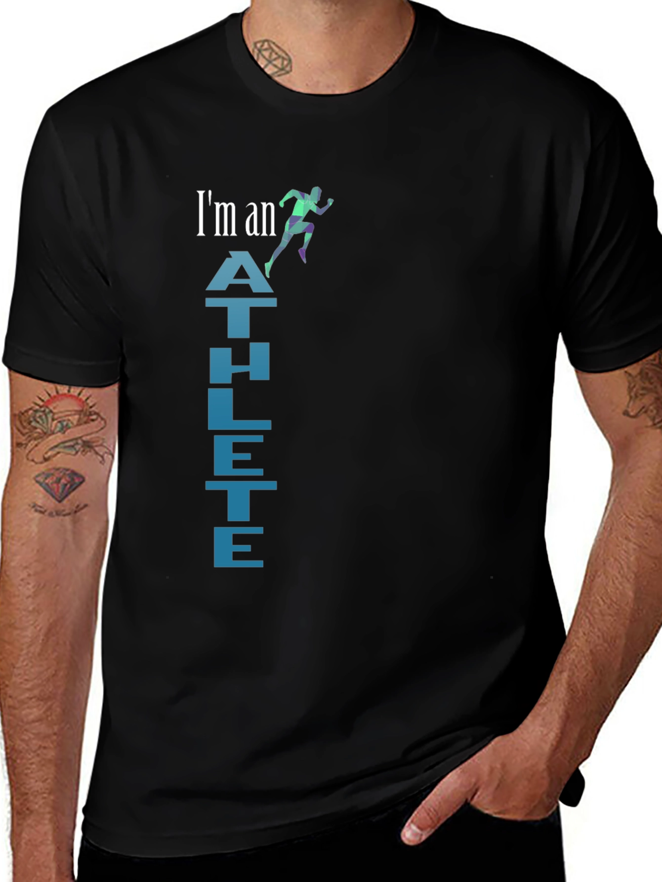 Variant 18 of I'm an Athlete Graphic Tee - Black Cotton Blend T-Shirt