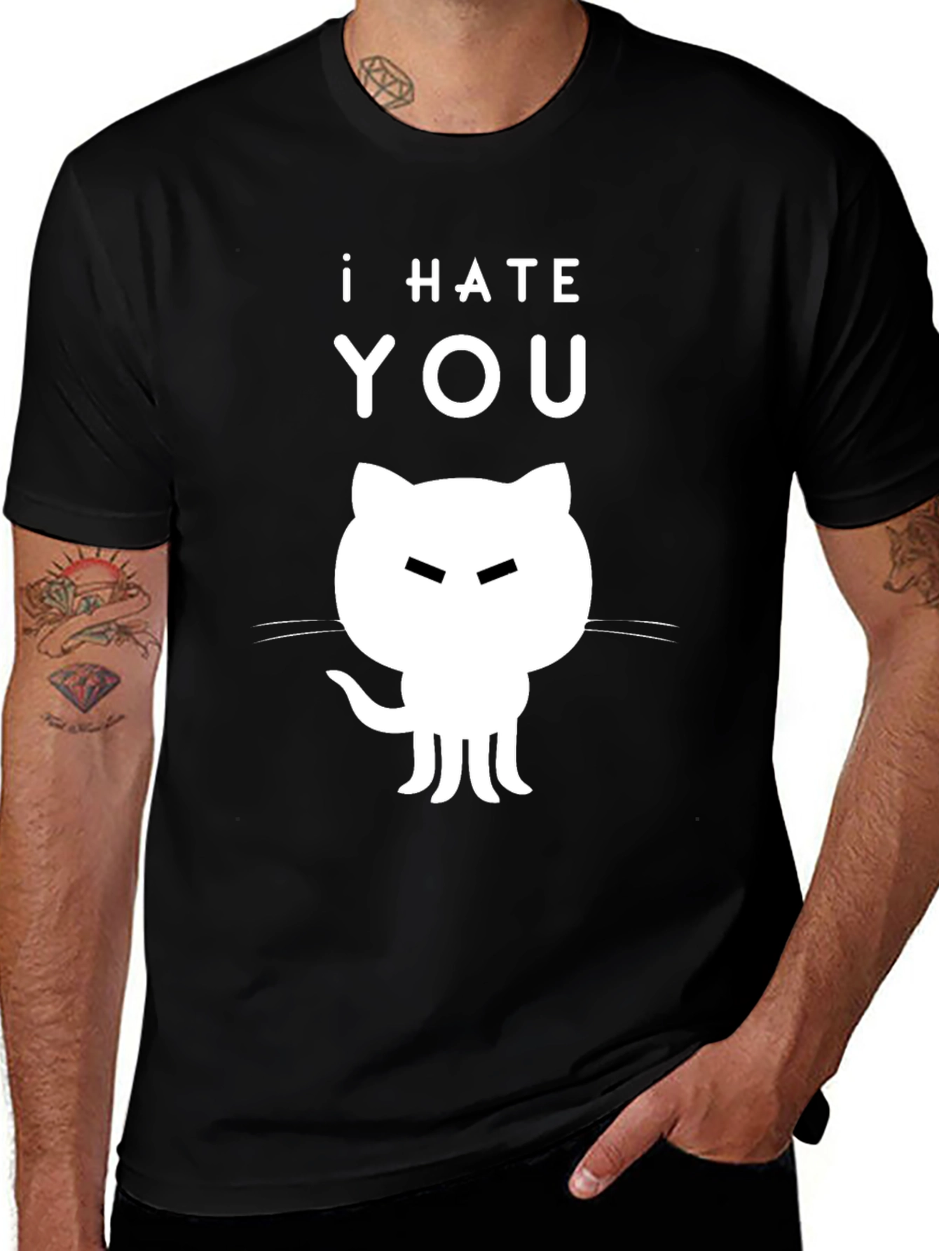 Variant 28 of I Hate You Cat T-Shirt - Sarcastic Black Tee