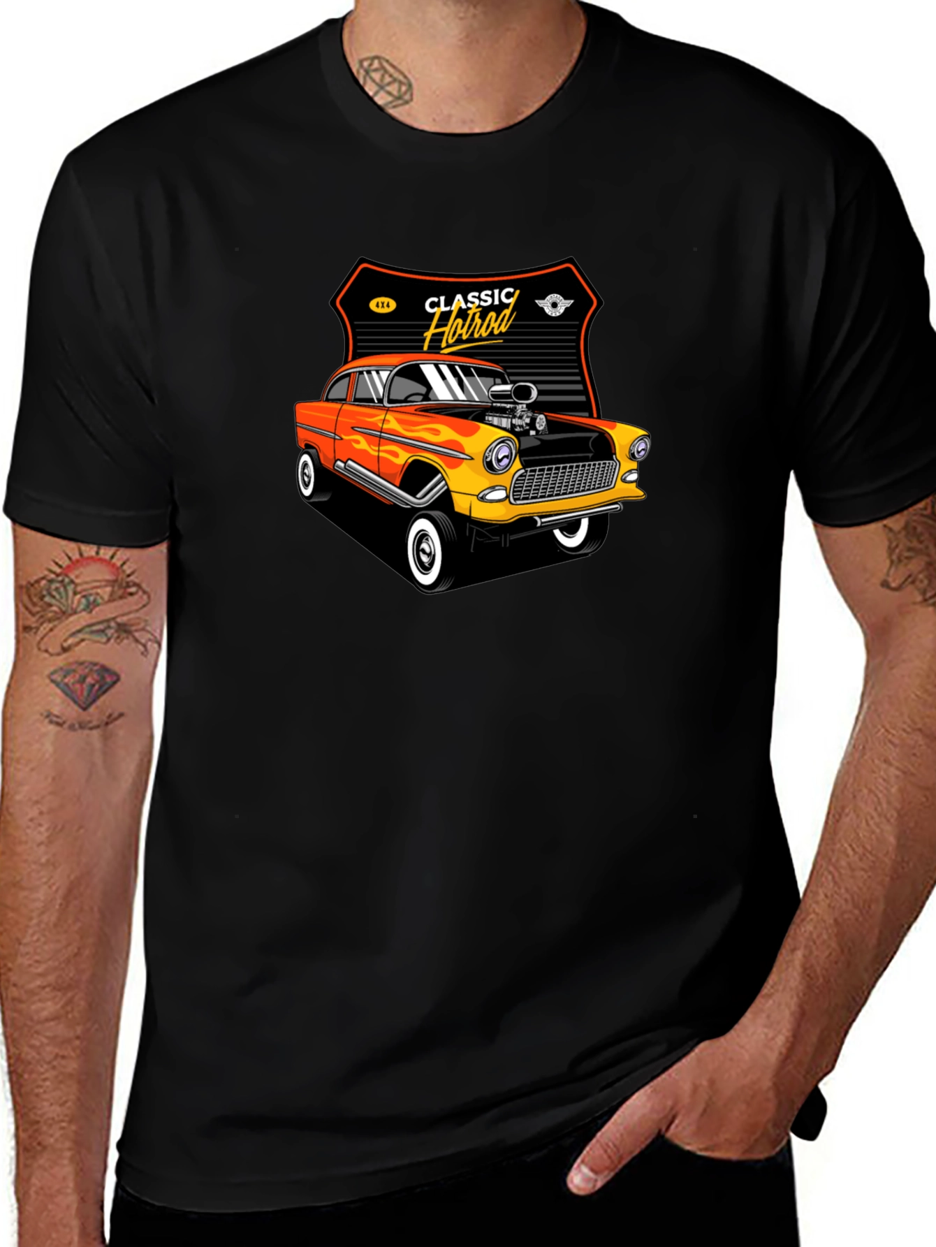 Variant 12 of Classic Hotrod Graphic Tee - Black
