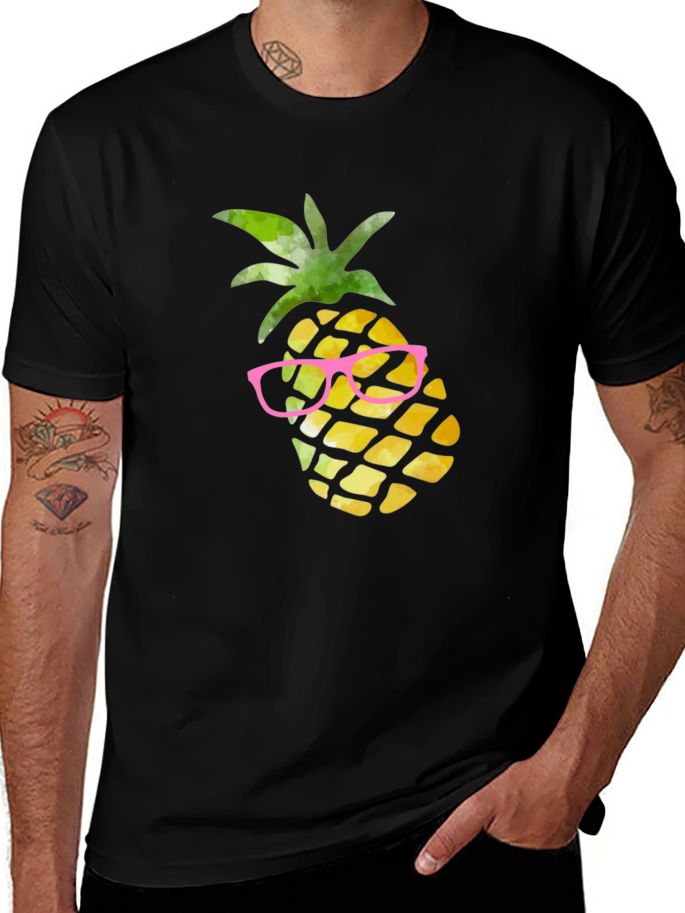 Variant 27 of Pineapple in Glasses Graphic Tee - Black