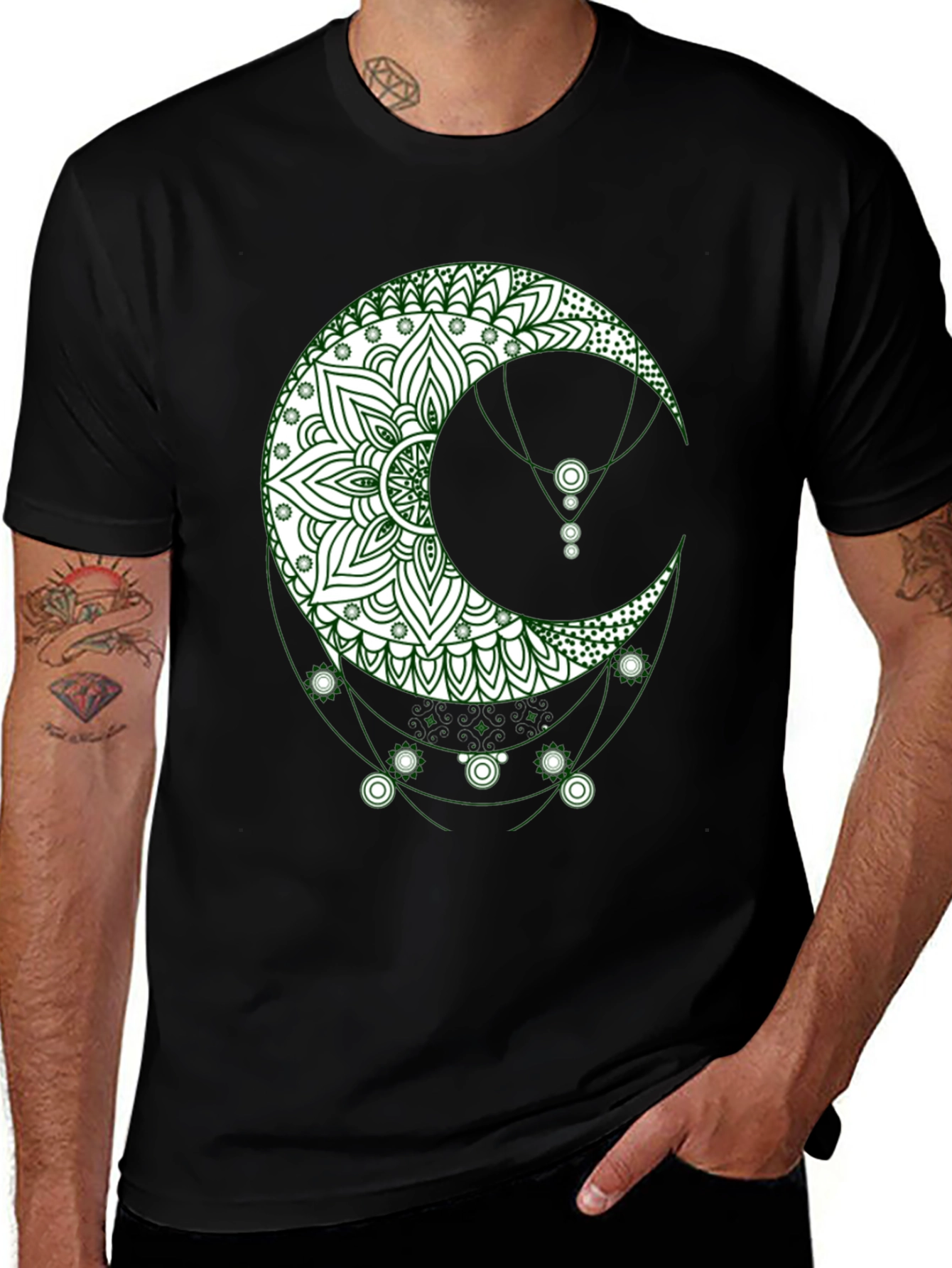 Variant 30 of Boho Moon Graphic Tee - Stylish Black T-Shirt