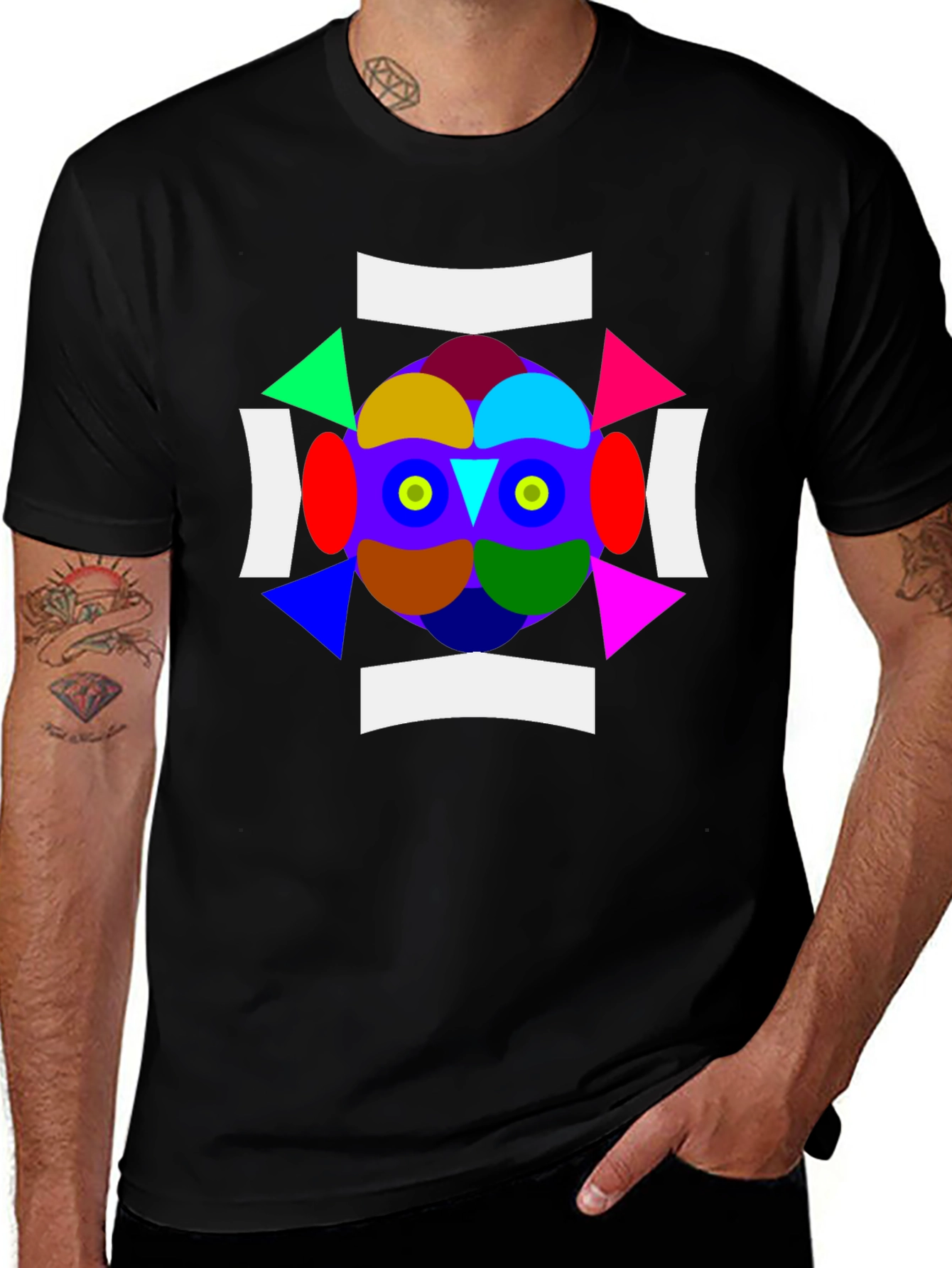 Abstract Geometric Graphic Print Crew Neck T-Shirt