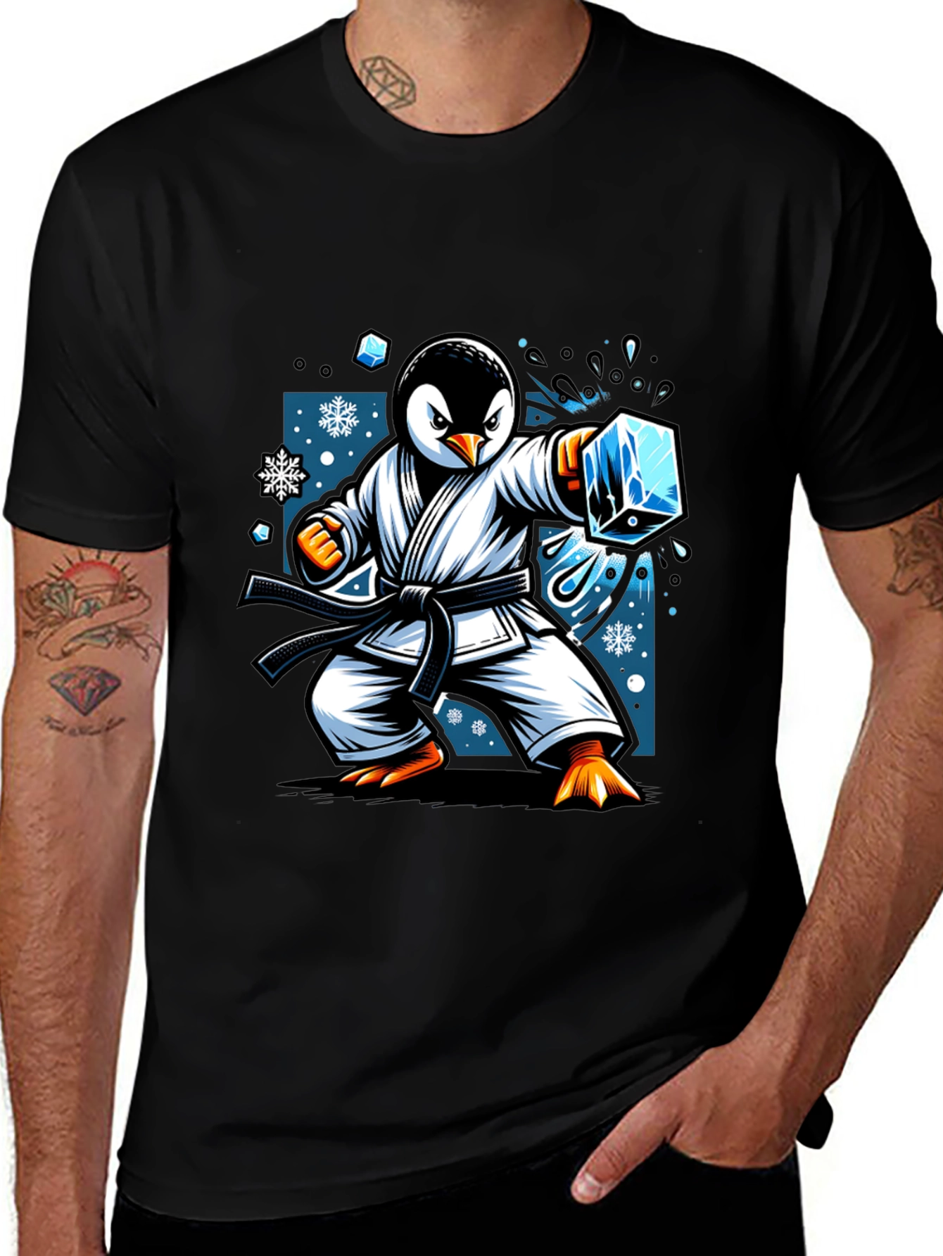 Variant 22 of Penguin Karate T-Shirt - Cool Cartoon Design