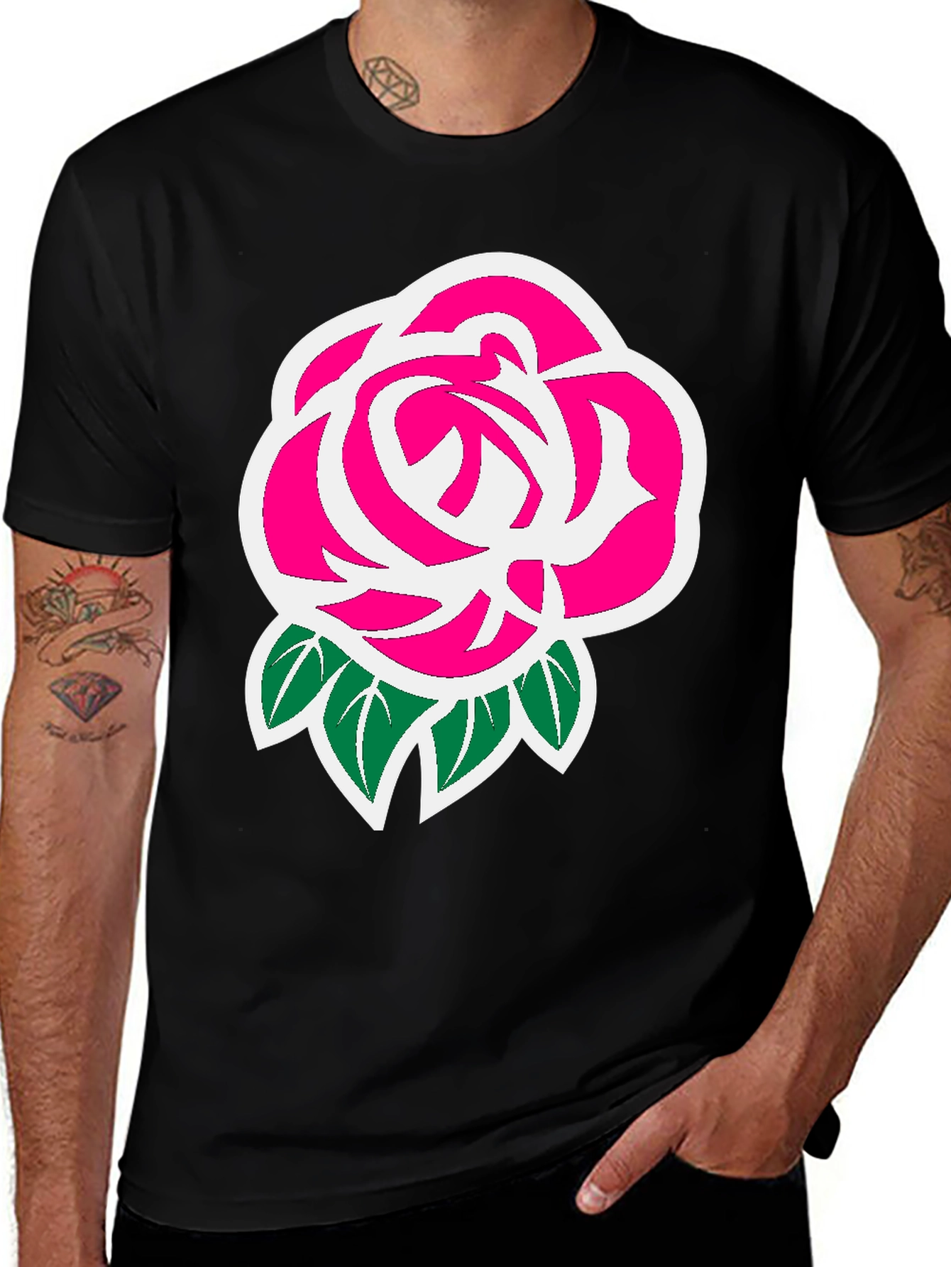 Variant 21 of Rose Graphic Black T-Shirt