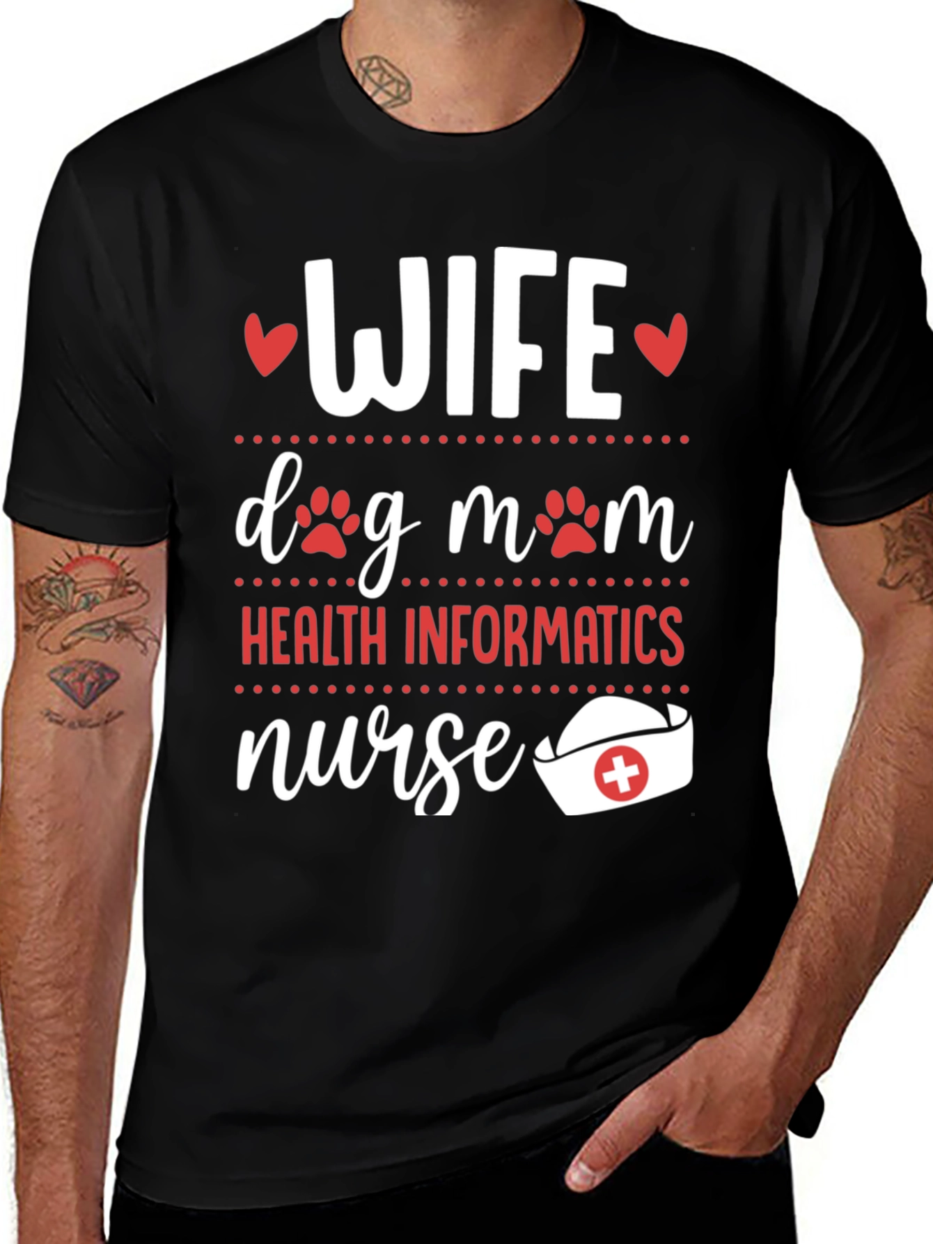 Variant 8 of Wife Dog Mom Health Informatics Nurse T-Shirt