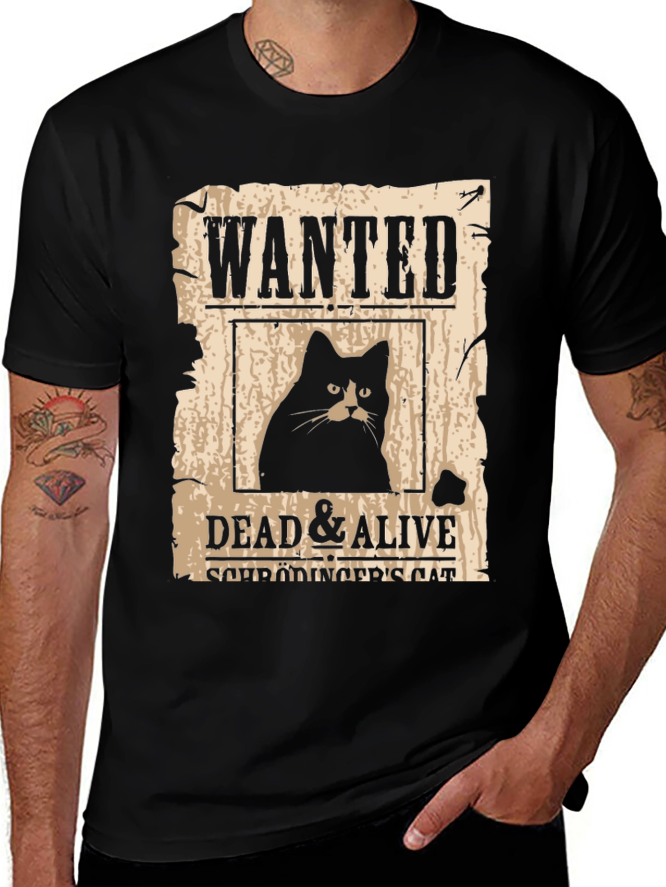 Variant 6 of Schrödinger's Cat Wanted T-Shirt - Dead & Alive Funny Physics