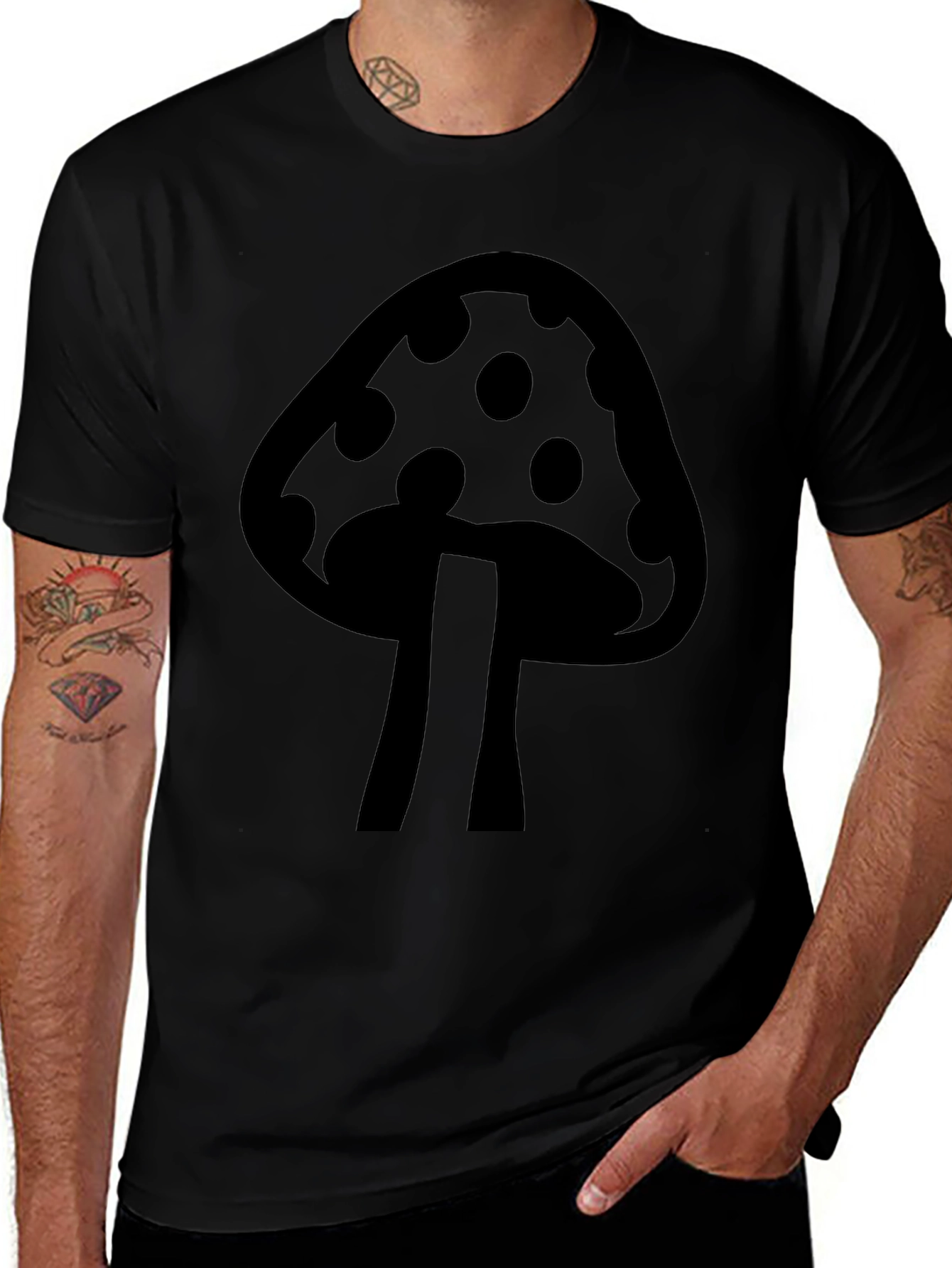 Variant 16 of Mushroom Graphic Tee - Cool Black T-Shirt