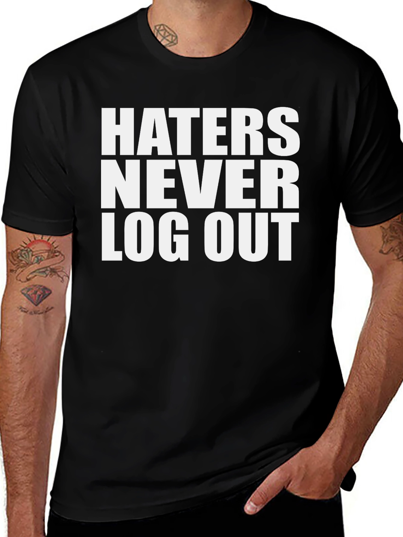 Variant 6 of Haters Never Log Out Graphic Tee - Bold Statement T-Shirt
