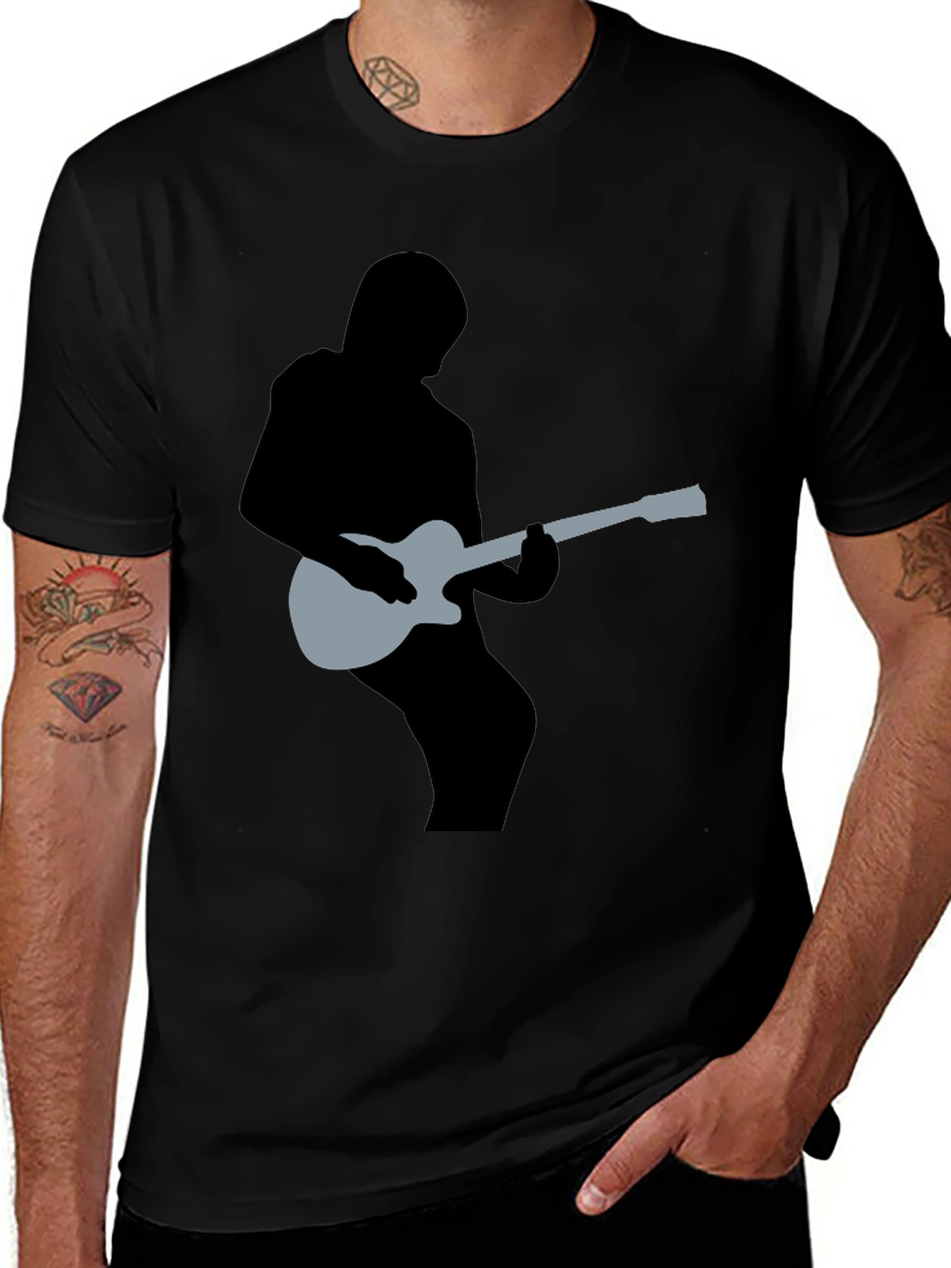 Variant 14 of Guitar Silhouette Graphic Tee - Musician's Style