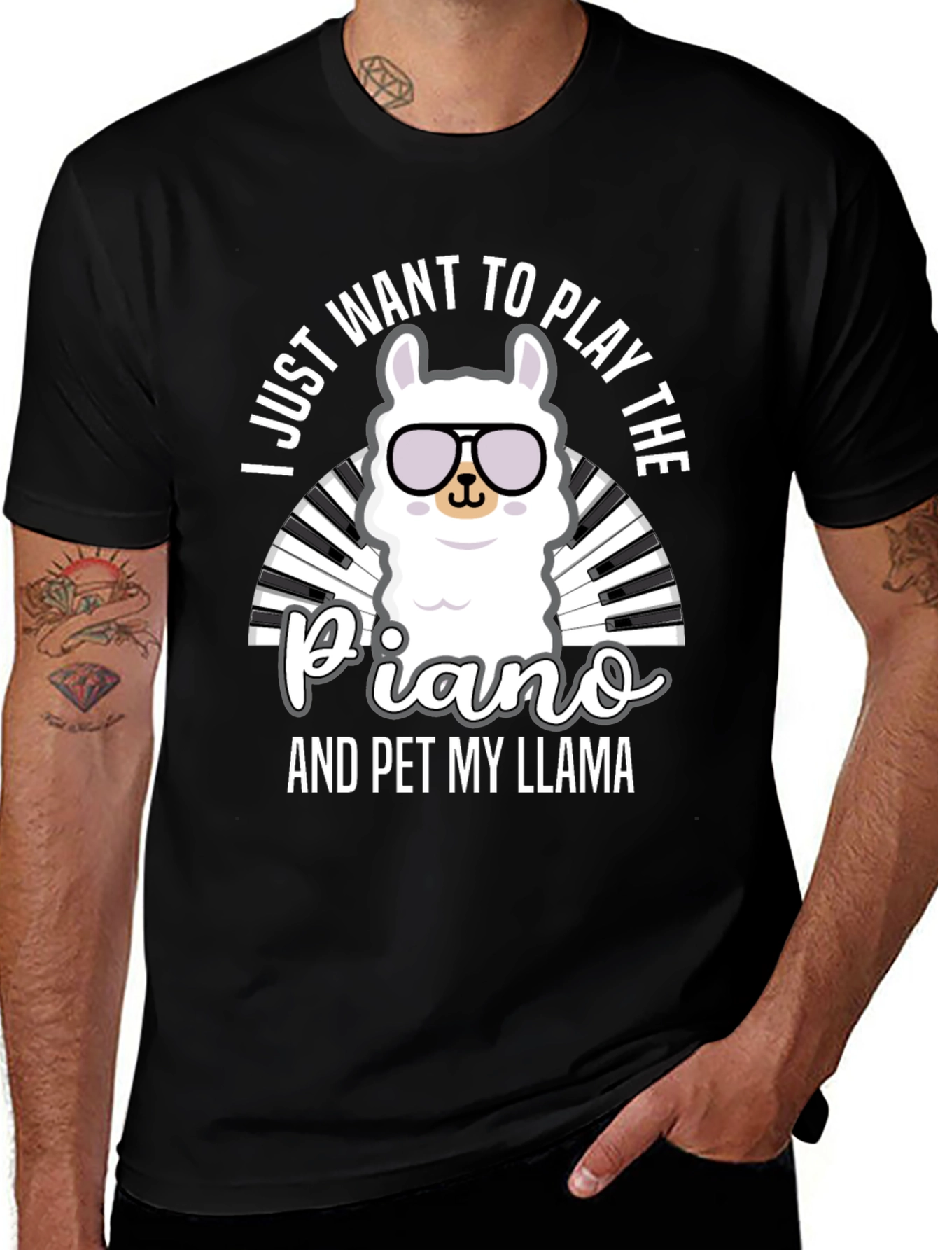 Variant 26 of Llama Piano Player Graphic Tee - Funny Alpaca Musician T-Shirt