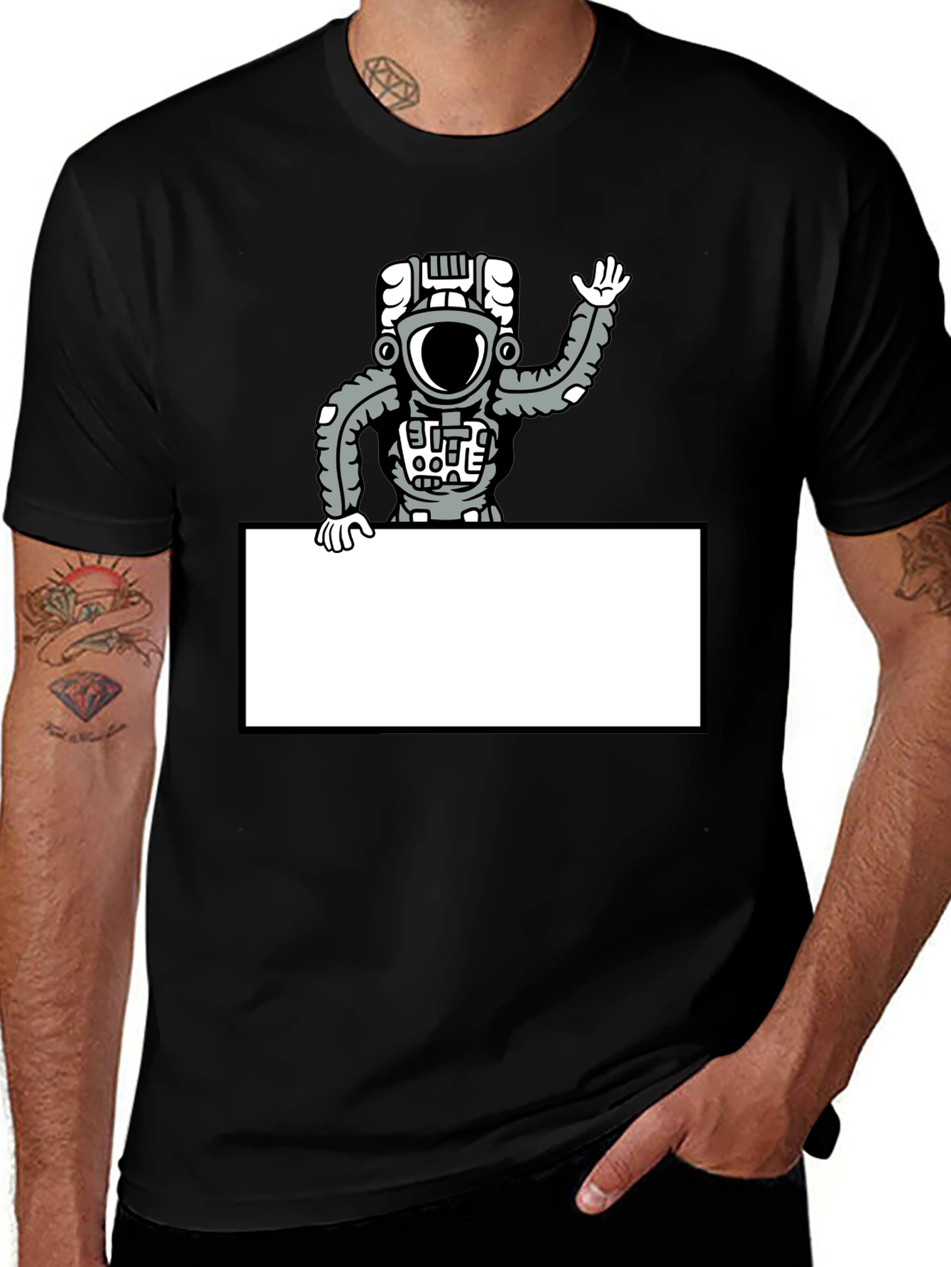 Variant 10 of Astronaut Graphic Print Men's Black T-Shirt