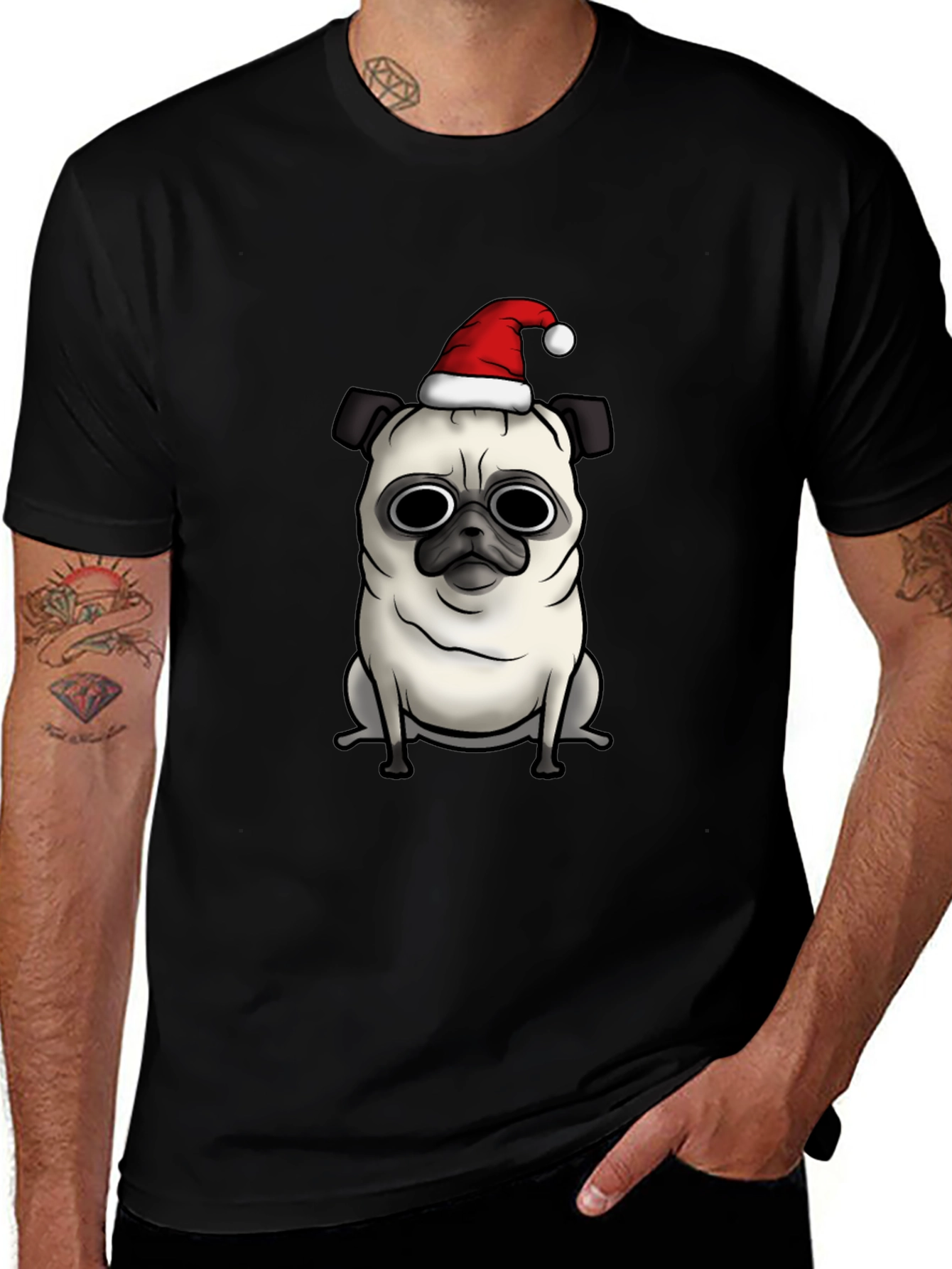 Variant 27 of Festive Pug T-Shirt - Holiday Pet Tee