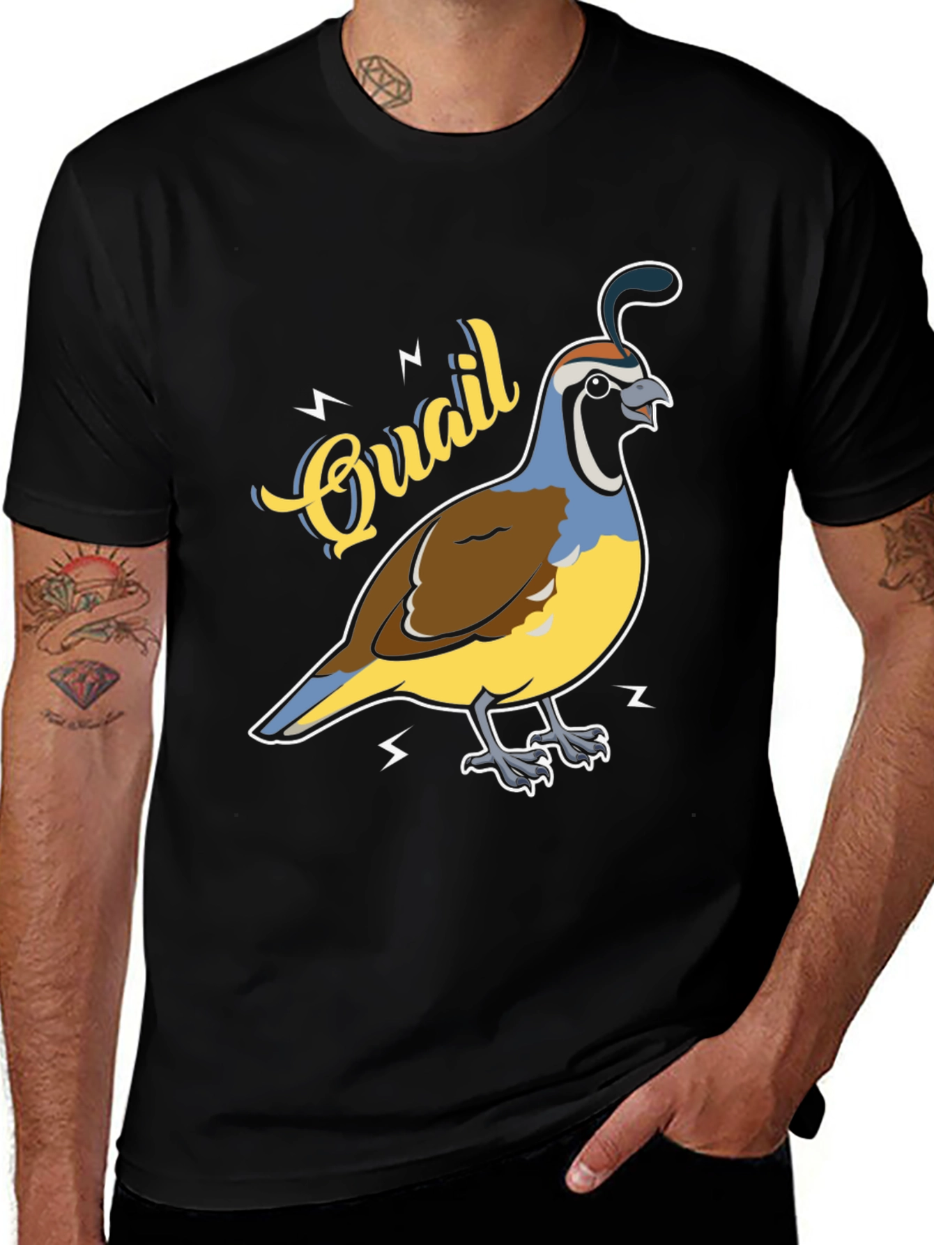 Black Quail Graphic T-Shirt - Bird Lover Tee main image