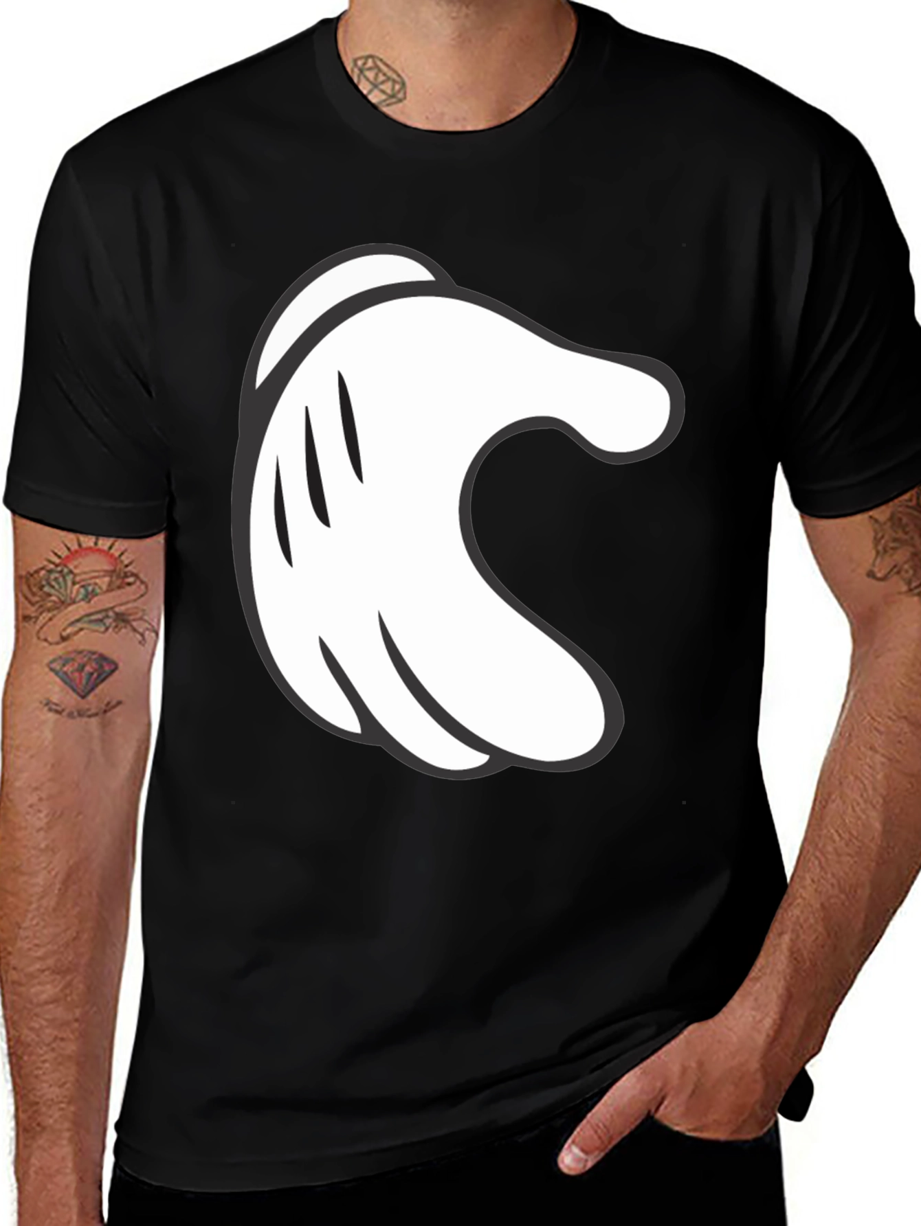 Cartoon Hand Graphic Black T-Shirt