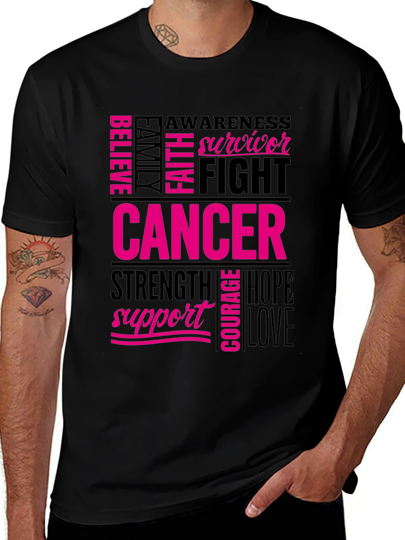Variant 4 of Cancer Awareness Tee - Fight, Hope, Support
