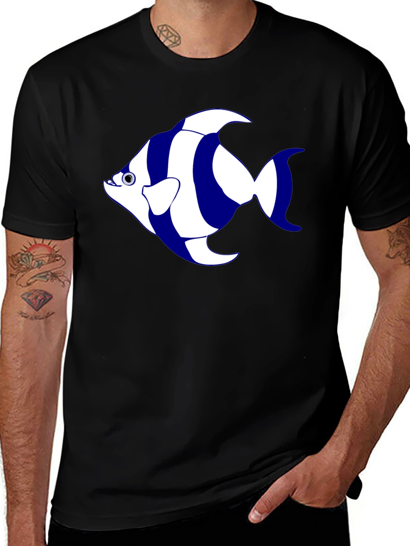 Cool Fish Graphic Black T-Shirt