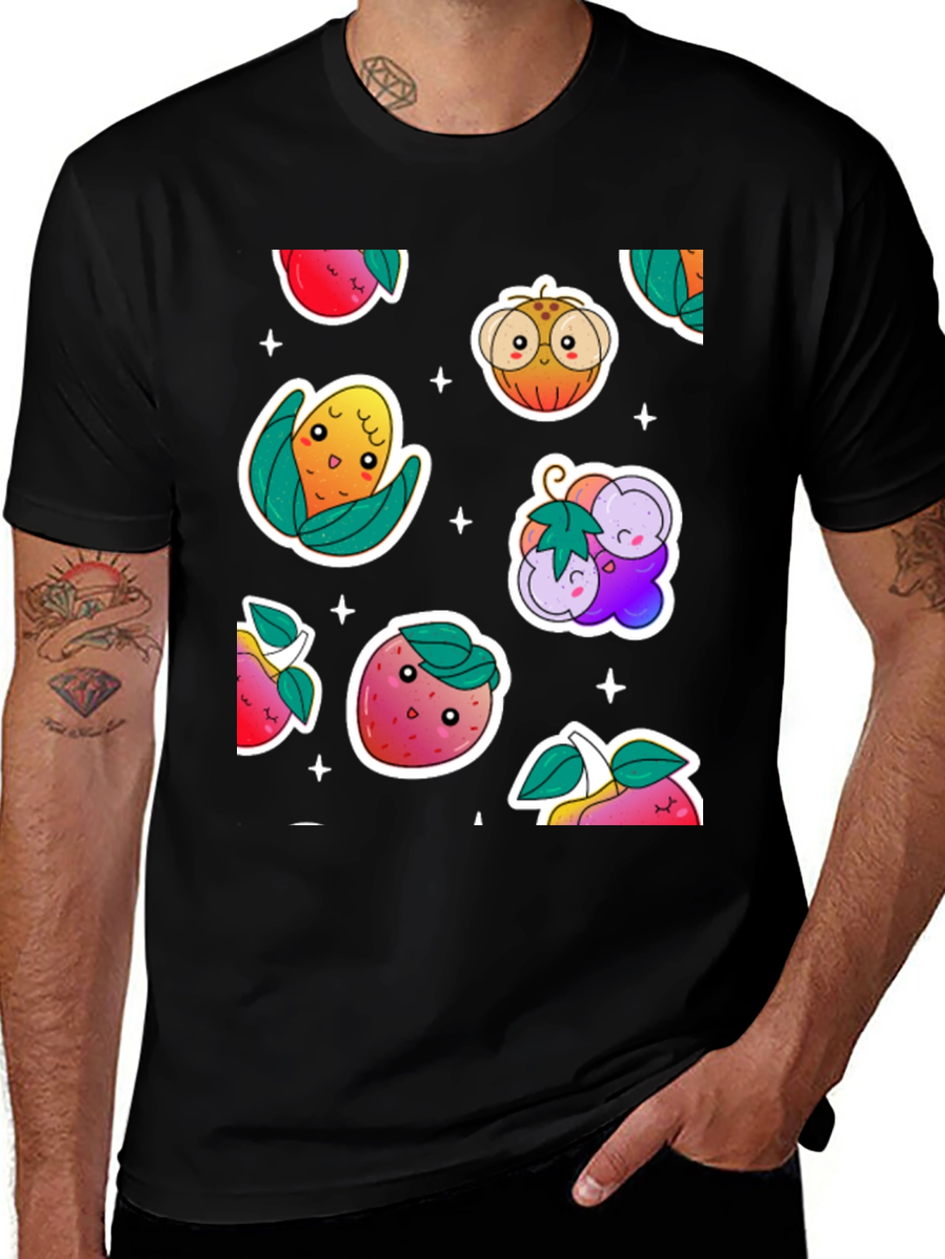 Variant 24 of Kawaii Fruit & Veggie Sticker T-Shirt
