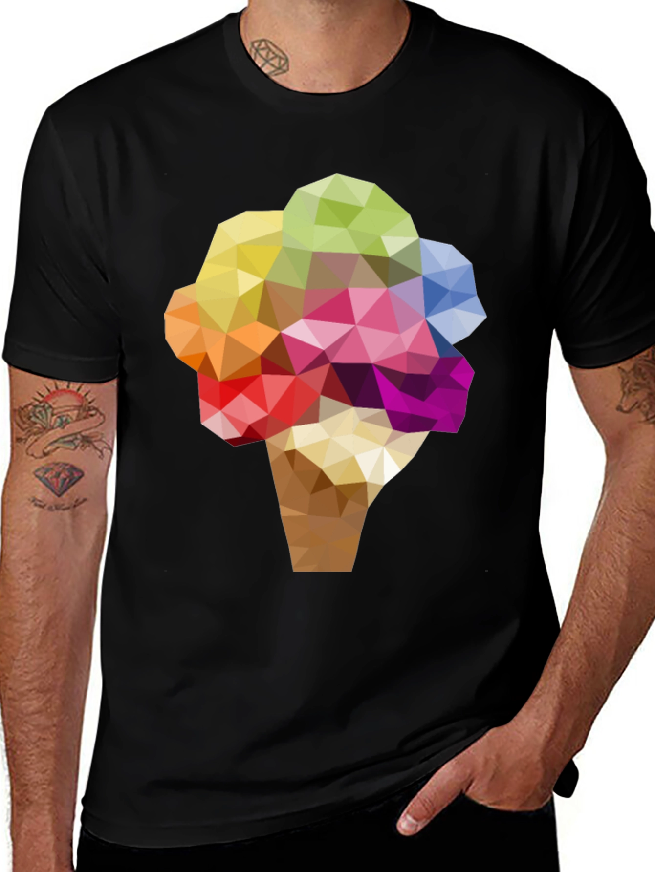 Geometric Ice Cream Graphic Tee - Modern Art T-Shirt