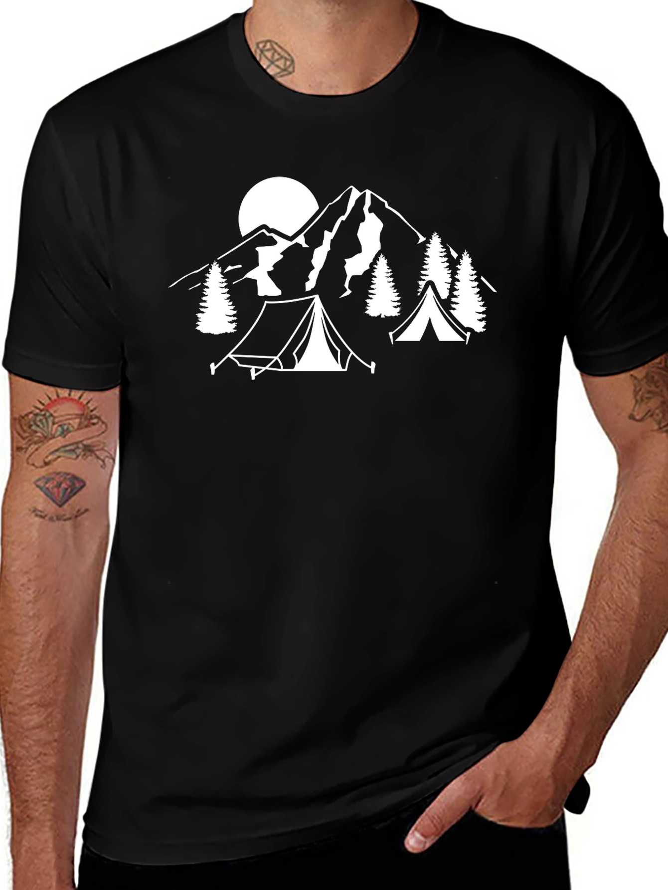 Variant 27 of Camping Graphic Tee - Black Mountain T-Shirt