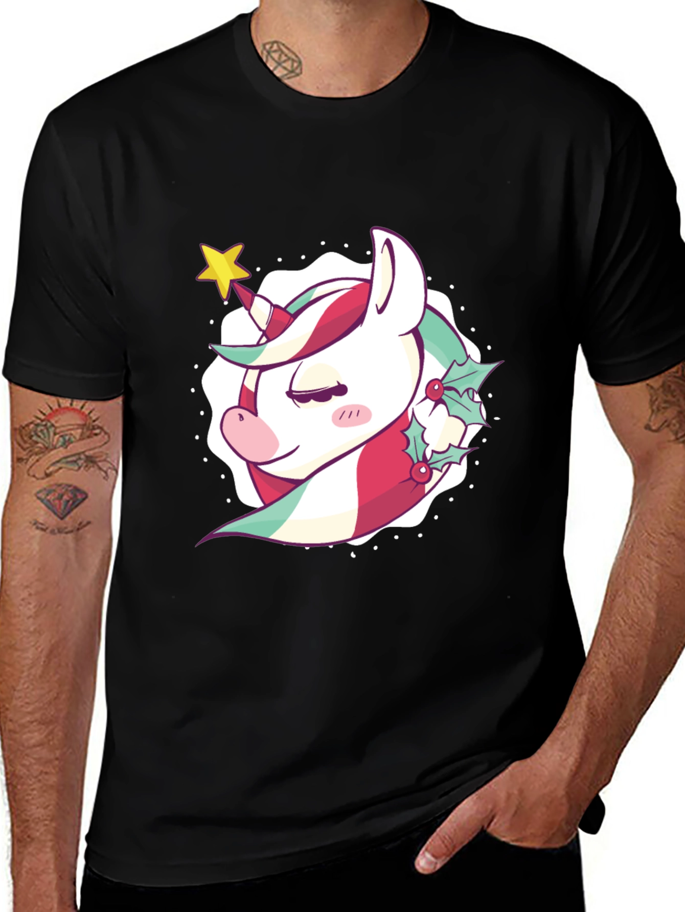 Variant 2 of Festive Unicorn T-Shirt - Holiday Cheer