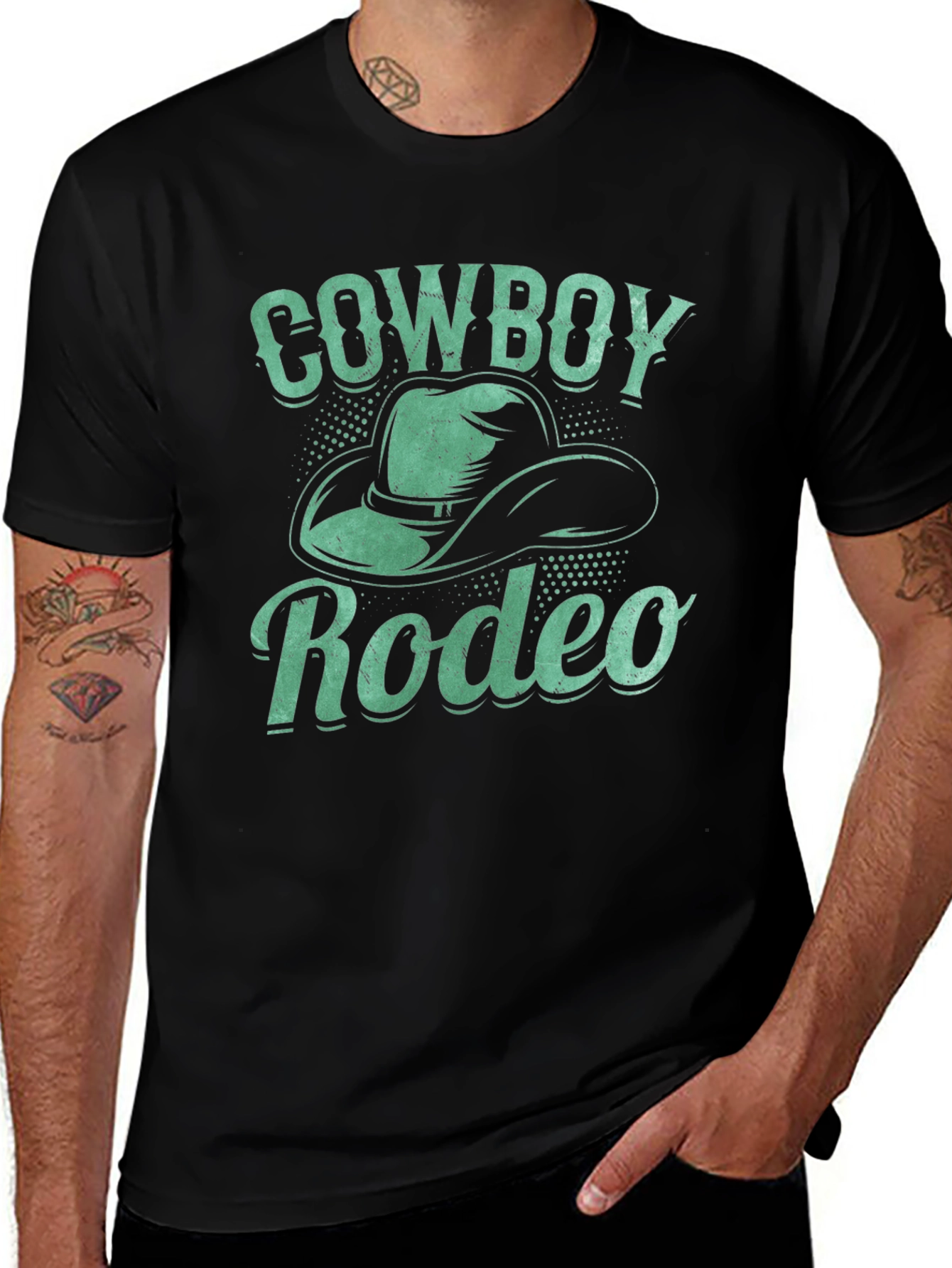 Variant 9 of Cowboy Rodeo Graphic Tee - Western Style Black T-Shirt