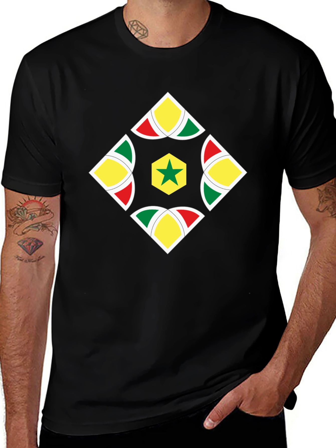Senegal Flag T-Shirt - Black Cotton Tee