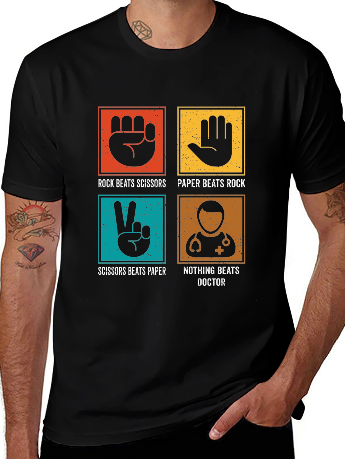 Variant 28 of Rock Paper Scissors Doctor Tee - Funny Medical T-Shirt