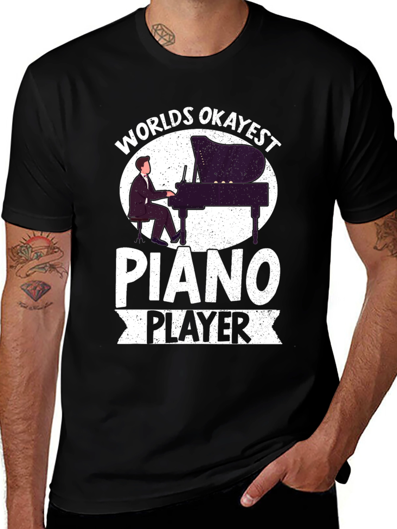 Variant 28 of Worlds Okayest Piano Player Graphic T-Shirt