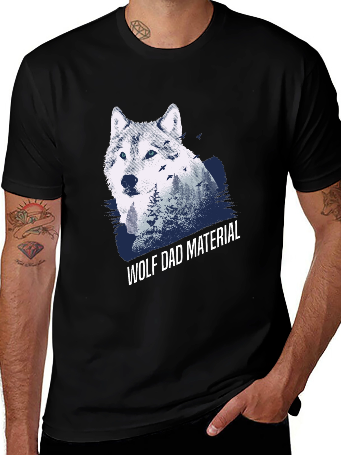 Variant 30 of Wolf Dad Material Graphic T-Shirt - Cool Animal Design