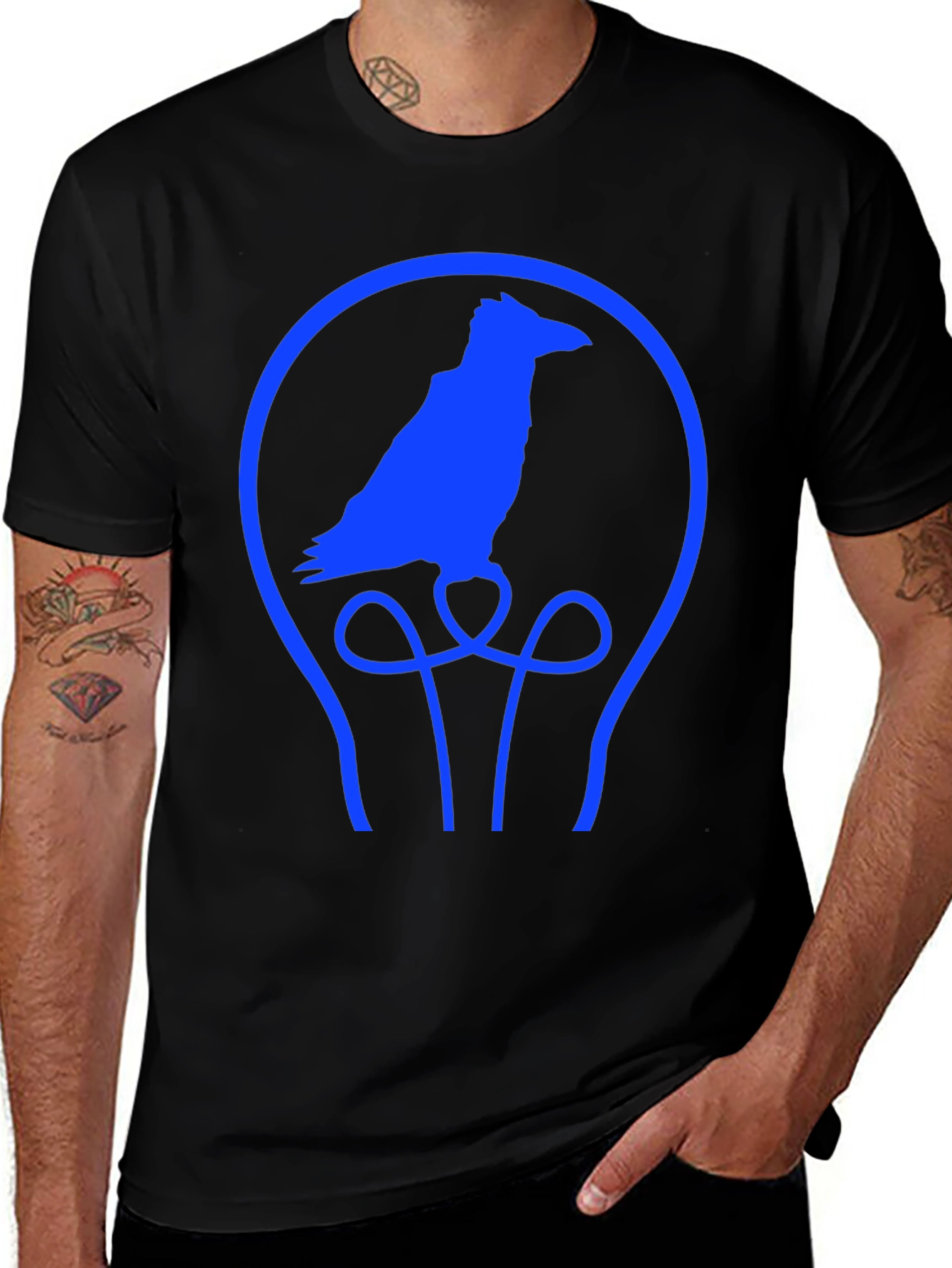Variant 26 of Raven Lightbulb T-Shirt - Unique Graphic Tee