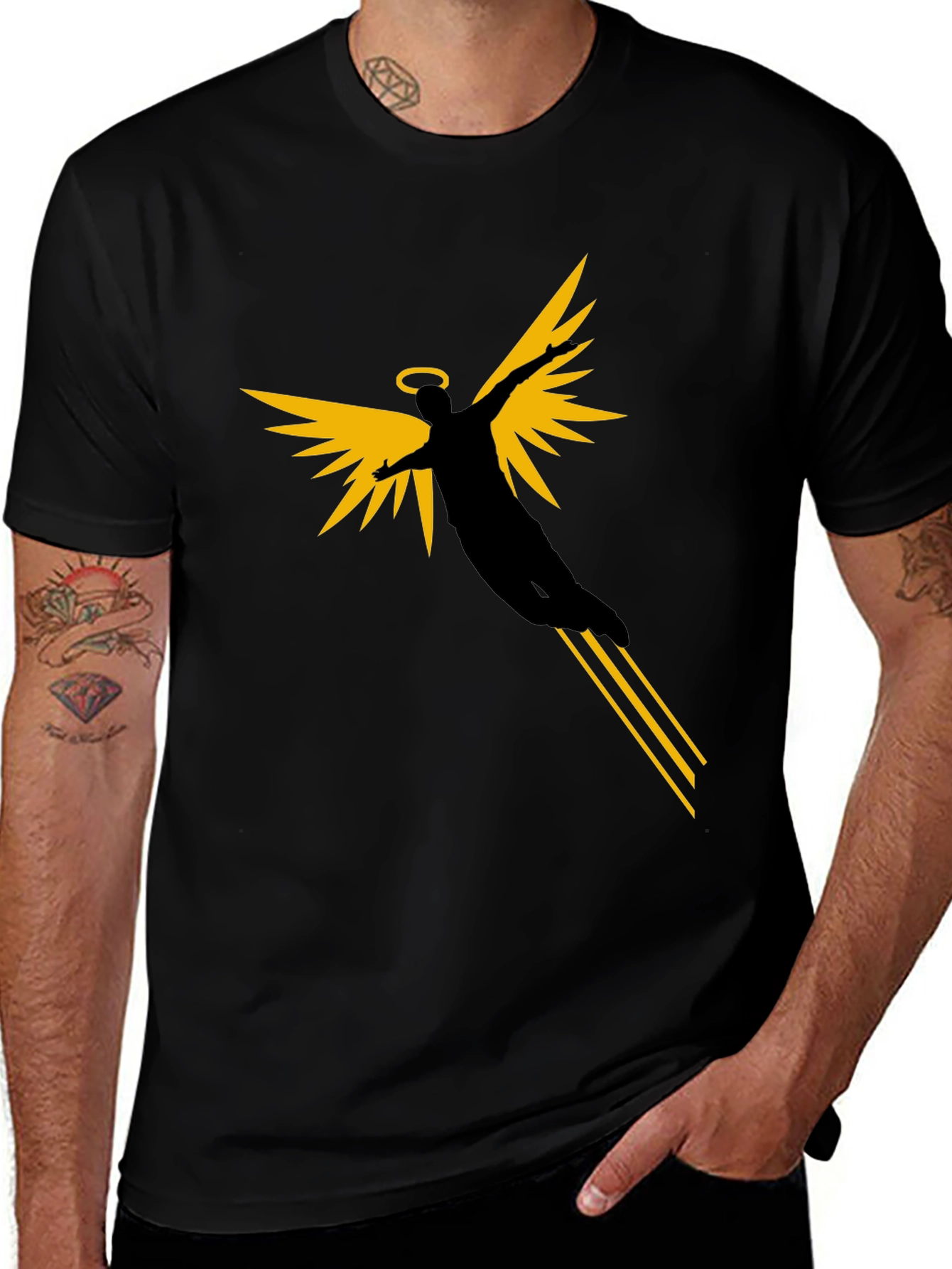Variant 10 of Angel Graphic Black T-Shirt