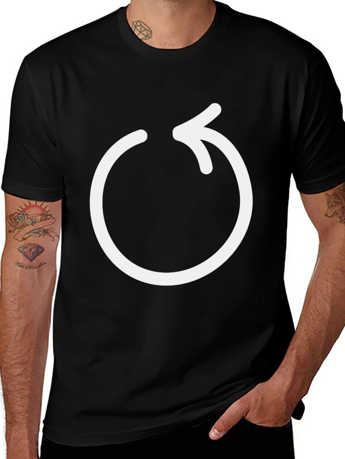 Variant 2 of Modern Refresh T-Shirt - Black with White Recycle Arrow Design