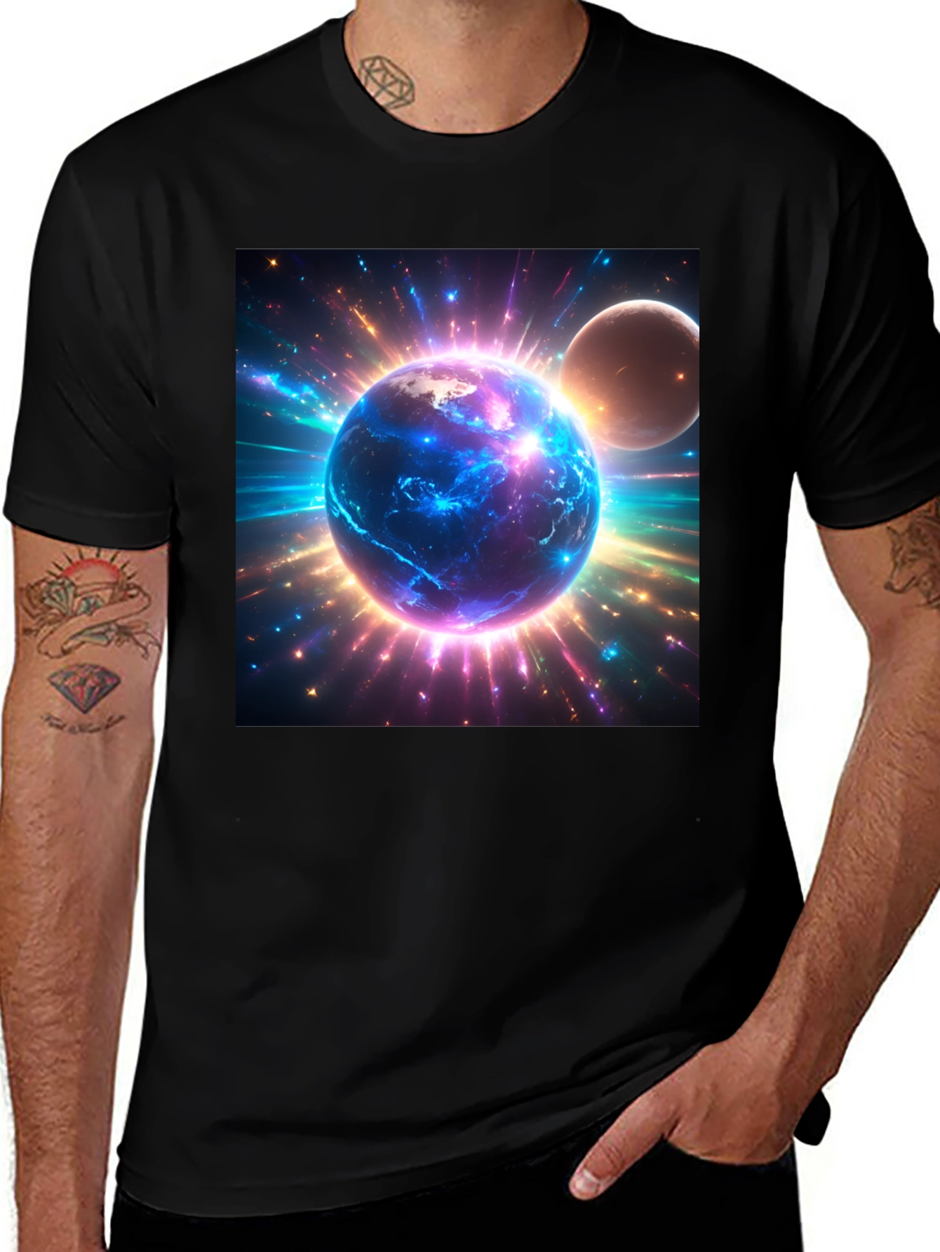 Variant 8 of Cosmic Planet Graphic Tee - Black