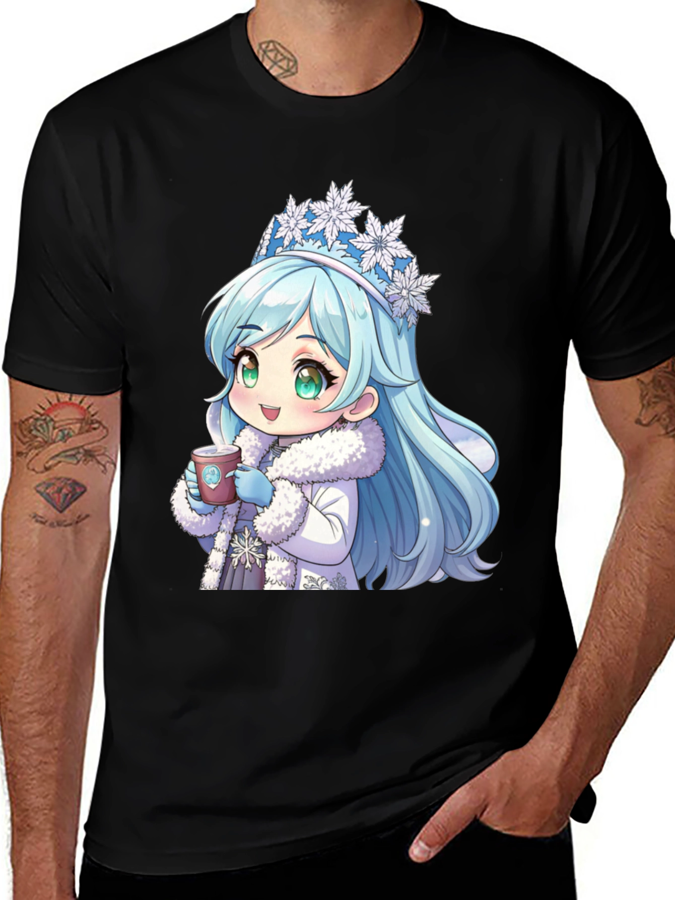 Variant 10 of Anime Winter Princess T-Shirt - Coffee Lover Tee