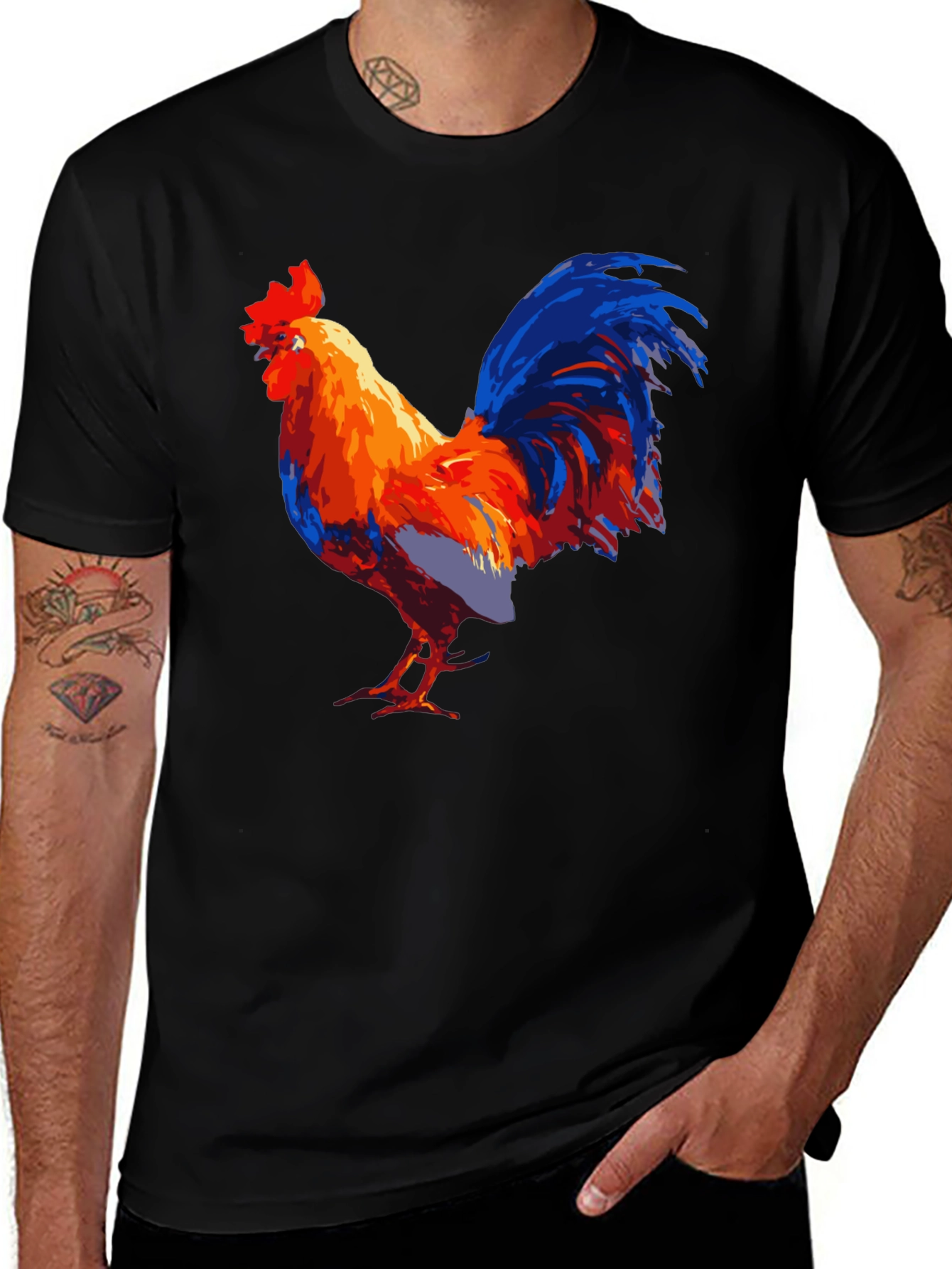 Variant 6 of Bold Rooster Graphic Tee - Men's Black T-Shirt