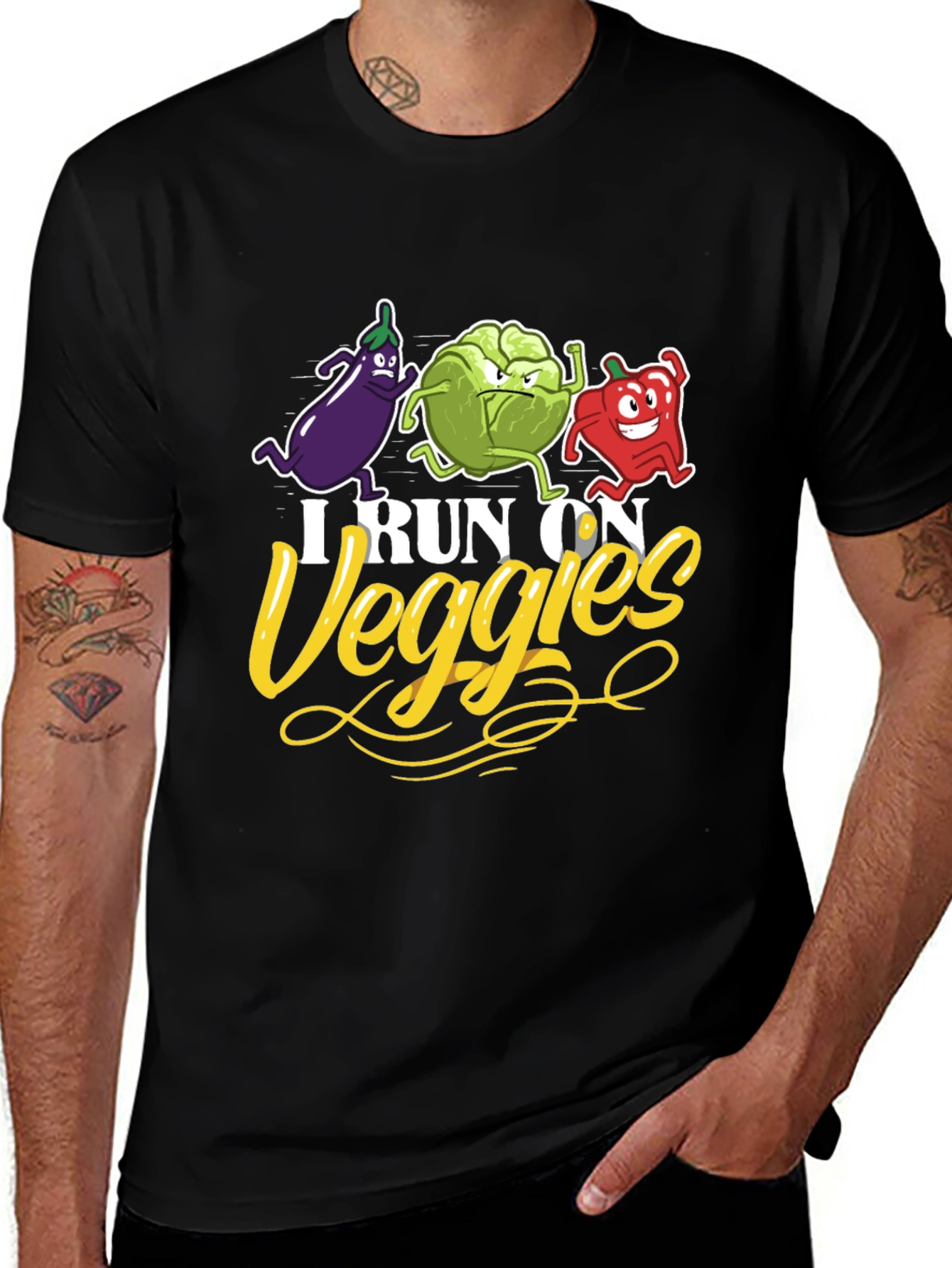 I Run on Veggies T-Shirt - Vegan Fitness Apparel