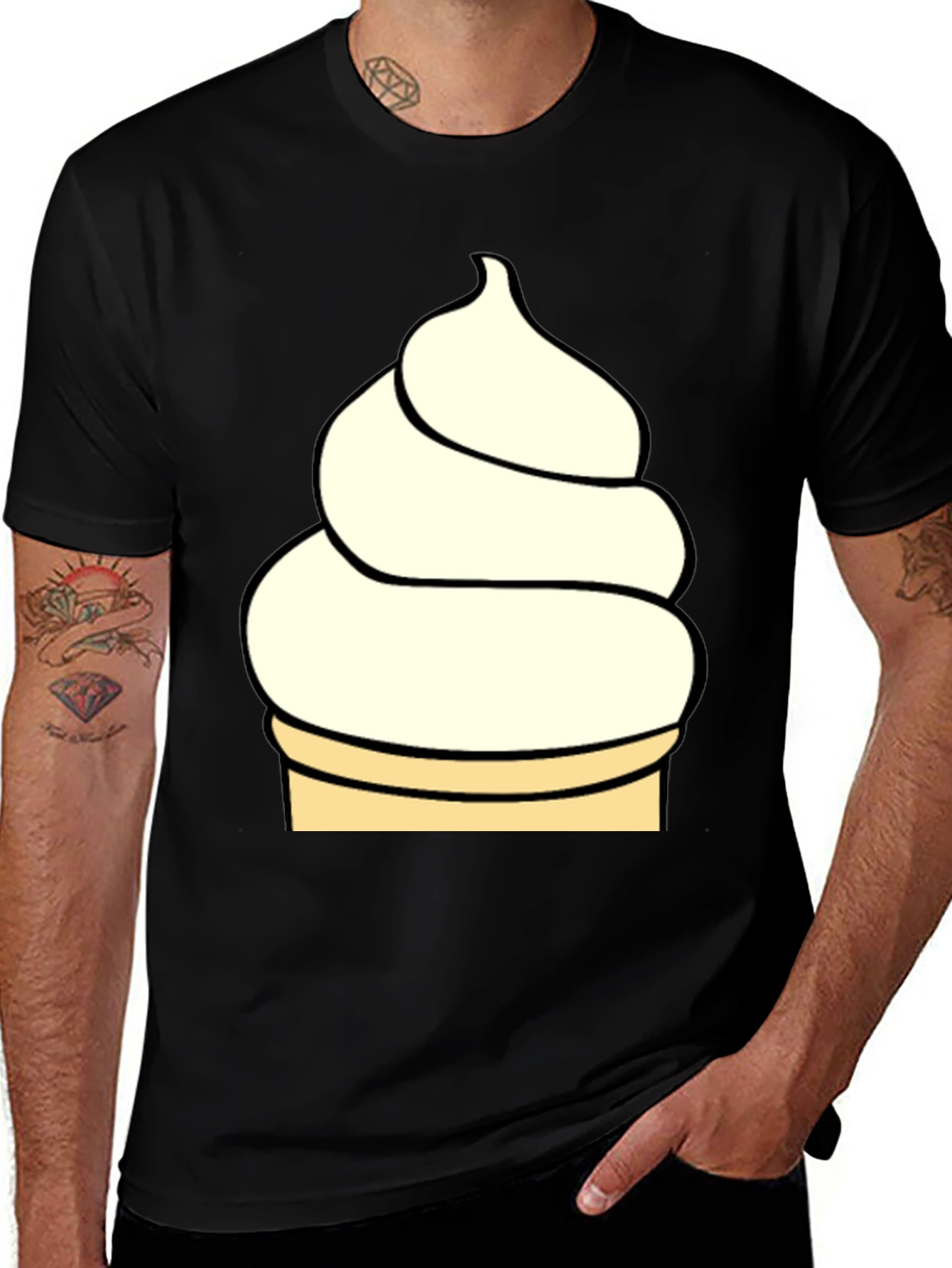 Variant 13 of Ice Cream T-Shirt - Black Novelty Tee