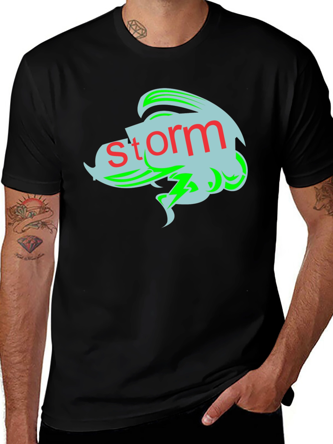 Black Storm Graphic Tee - Black Cotton T-Shirt main image