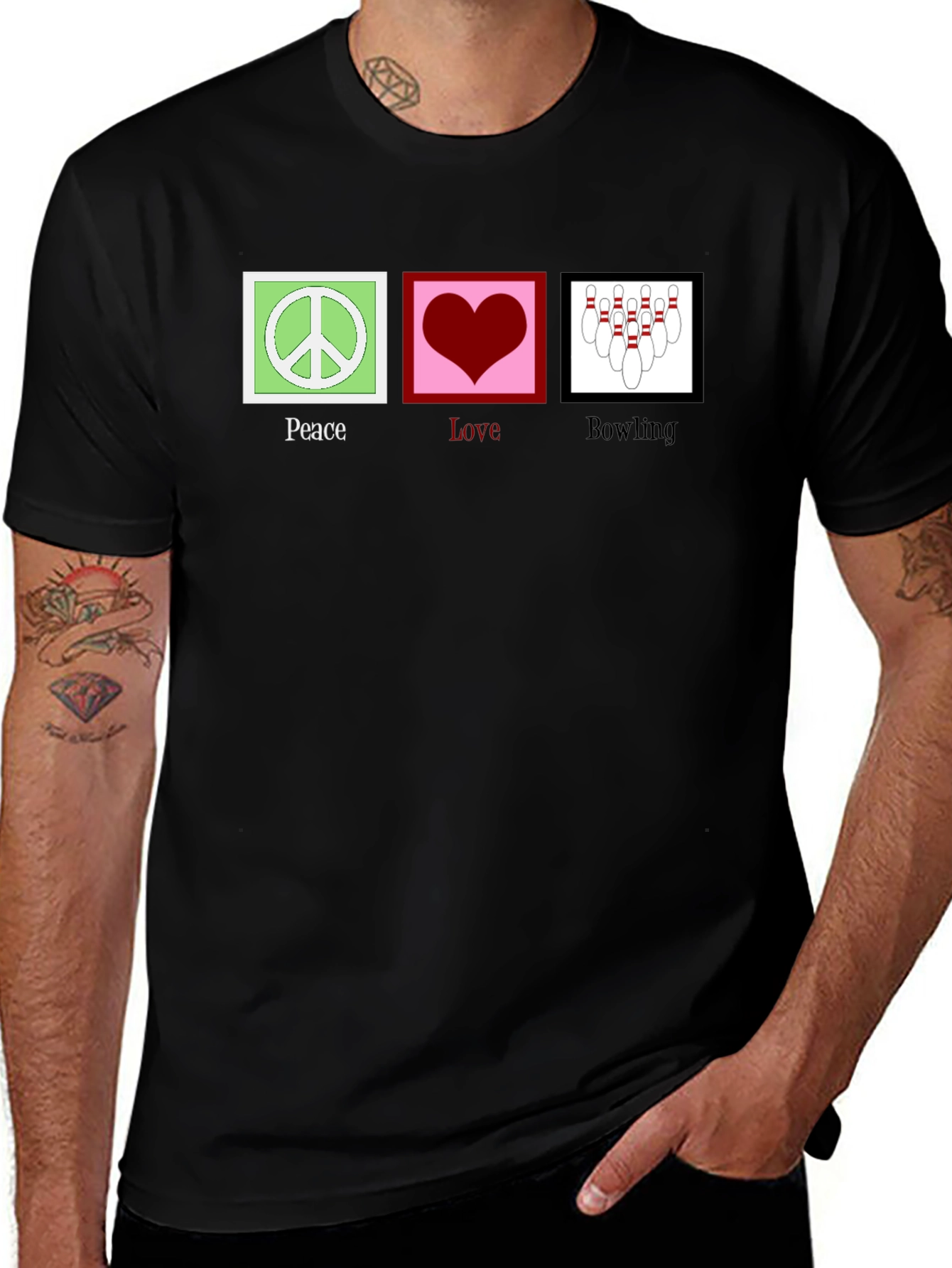 Variant 30 of Peace Love Bowling Graphic Tee