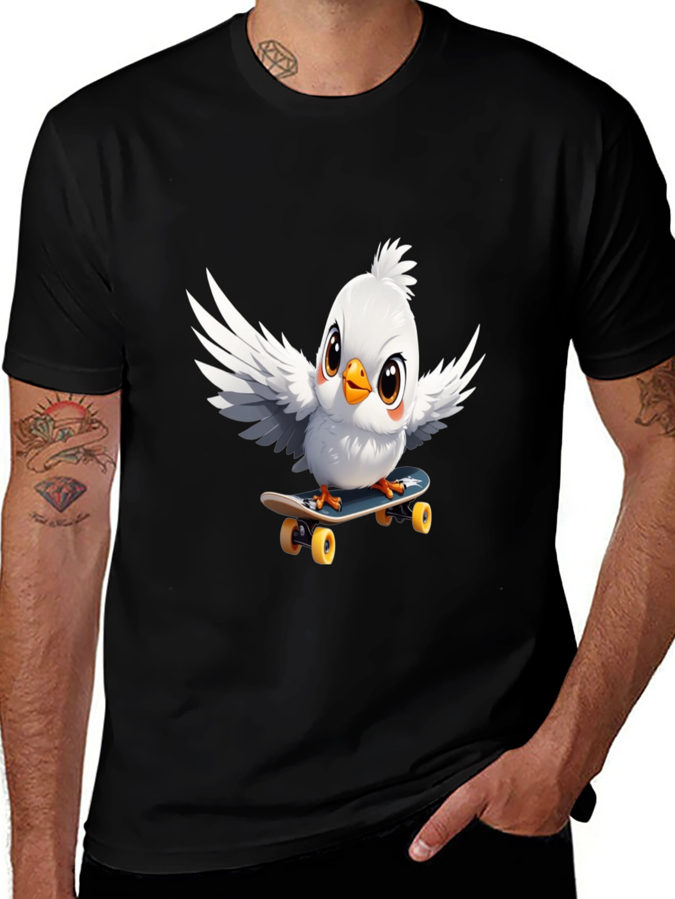 Variant 11 of Skateboarding Bird Graphic Tee - Cool Cotton T-Shirt