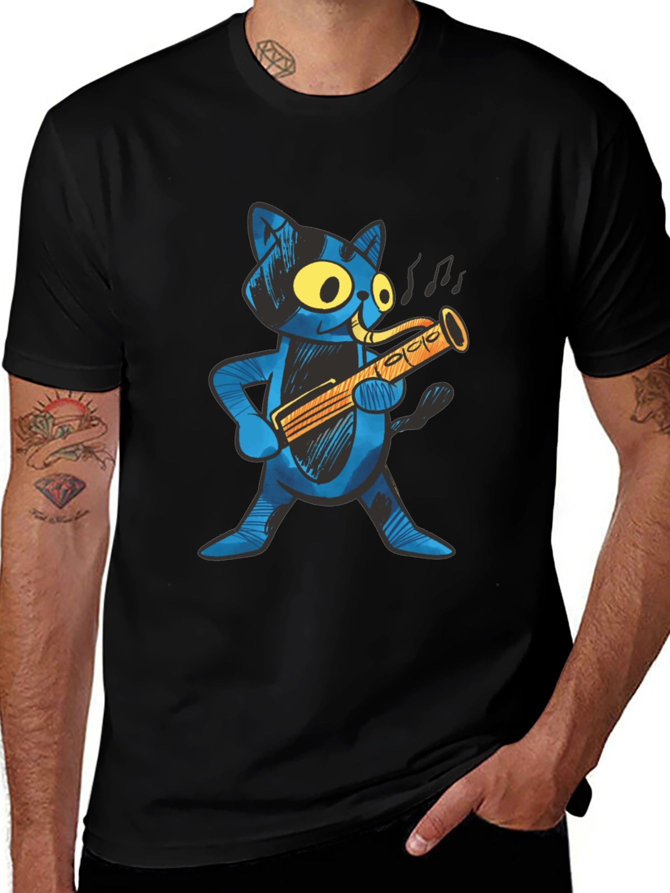 Variant 28 of Cool Cat Saxophone Player T-Shirt