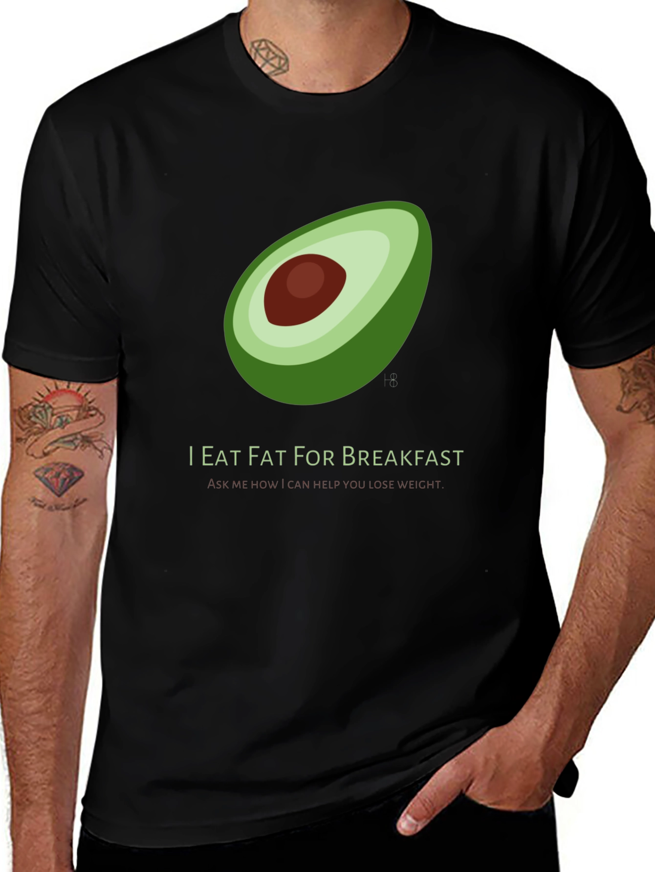 Variant 2 of I Eat Fat for Breakfast T-Shirt - Avocado Graphic
