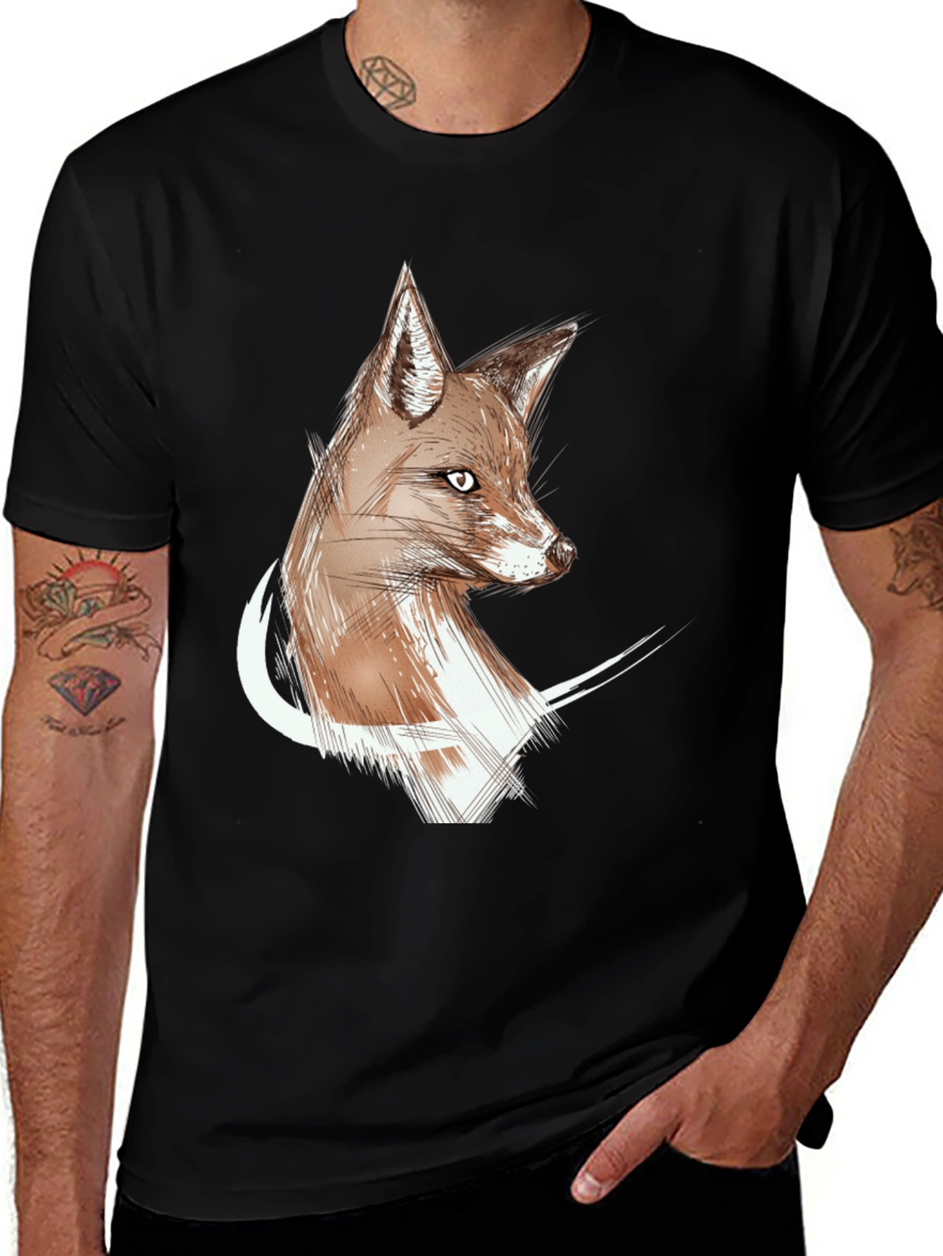 Variant 30 of Fox Sketch Graphic Tee - Stylish Unisex T-Shirt