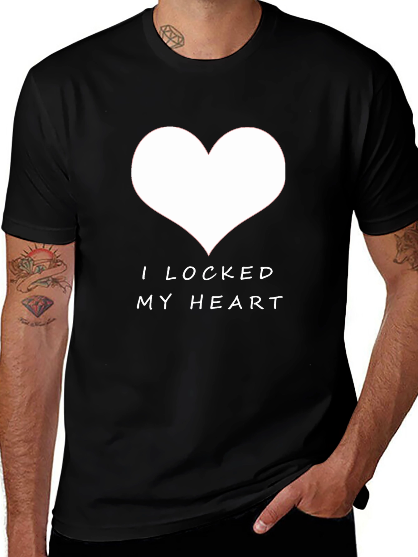 Variant 28 of I Locked My Heart Graphic Tee - Trendy Black T-Shirt