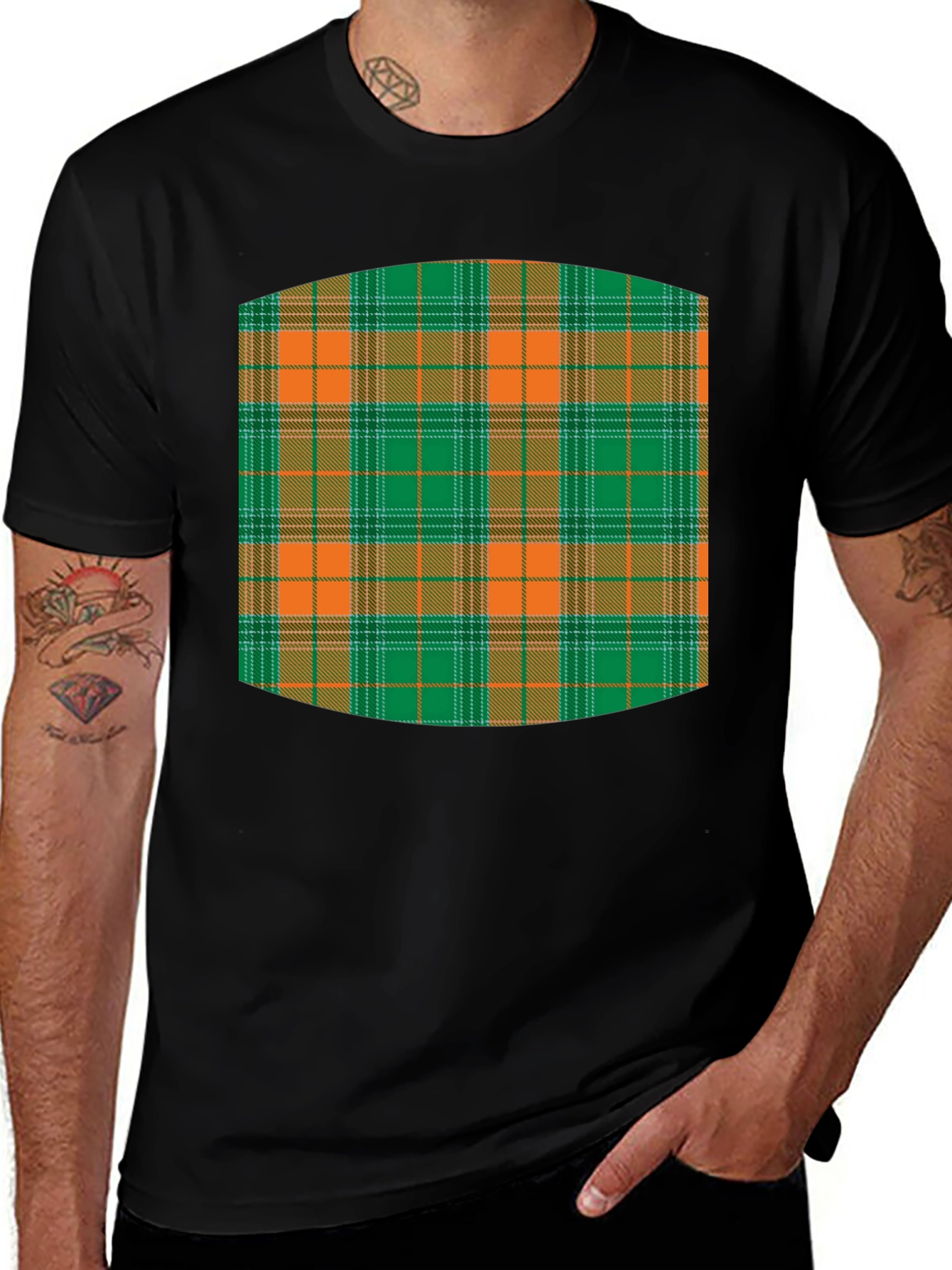 Variant 24 of Tartan Plaid Graphic Tee - Stylish Black Shirt